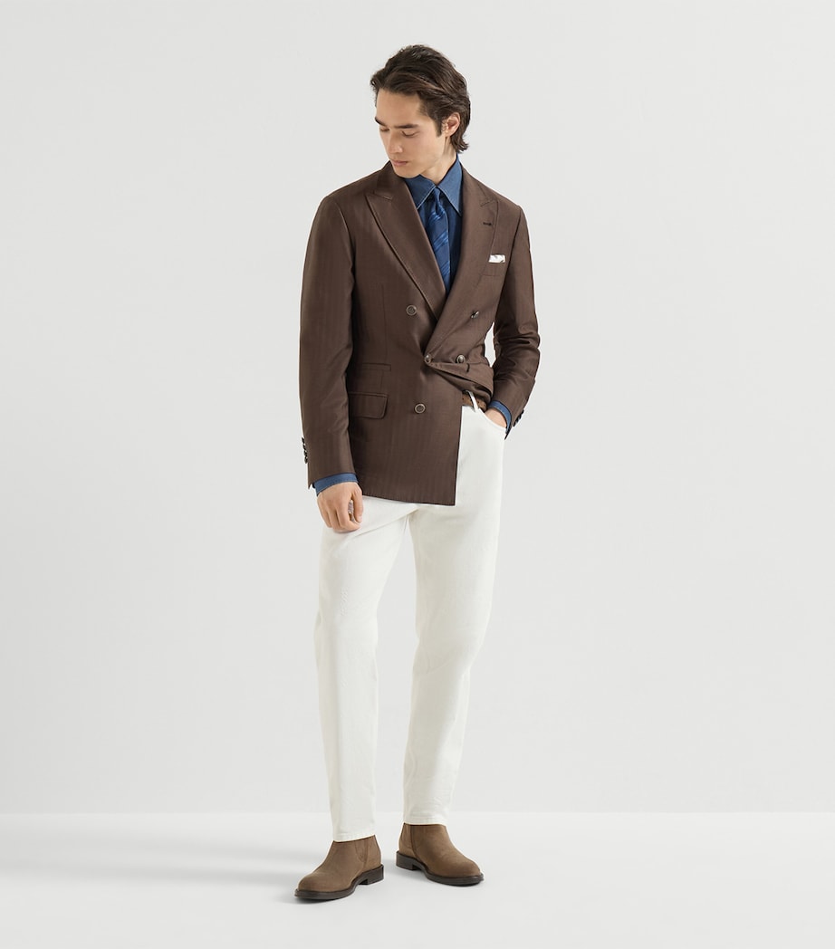 Brunello Cucinelli Mens Denim Chambray Shirt Image 3
