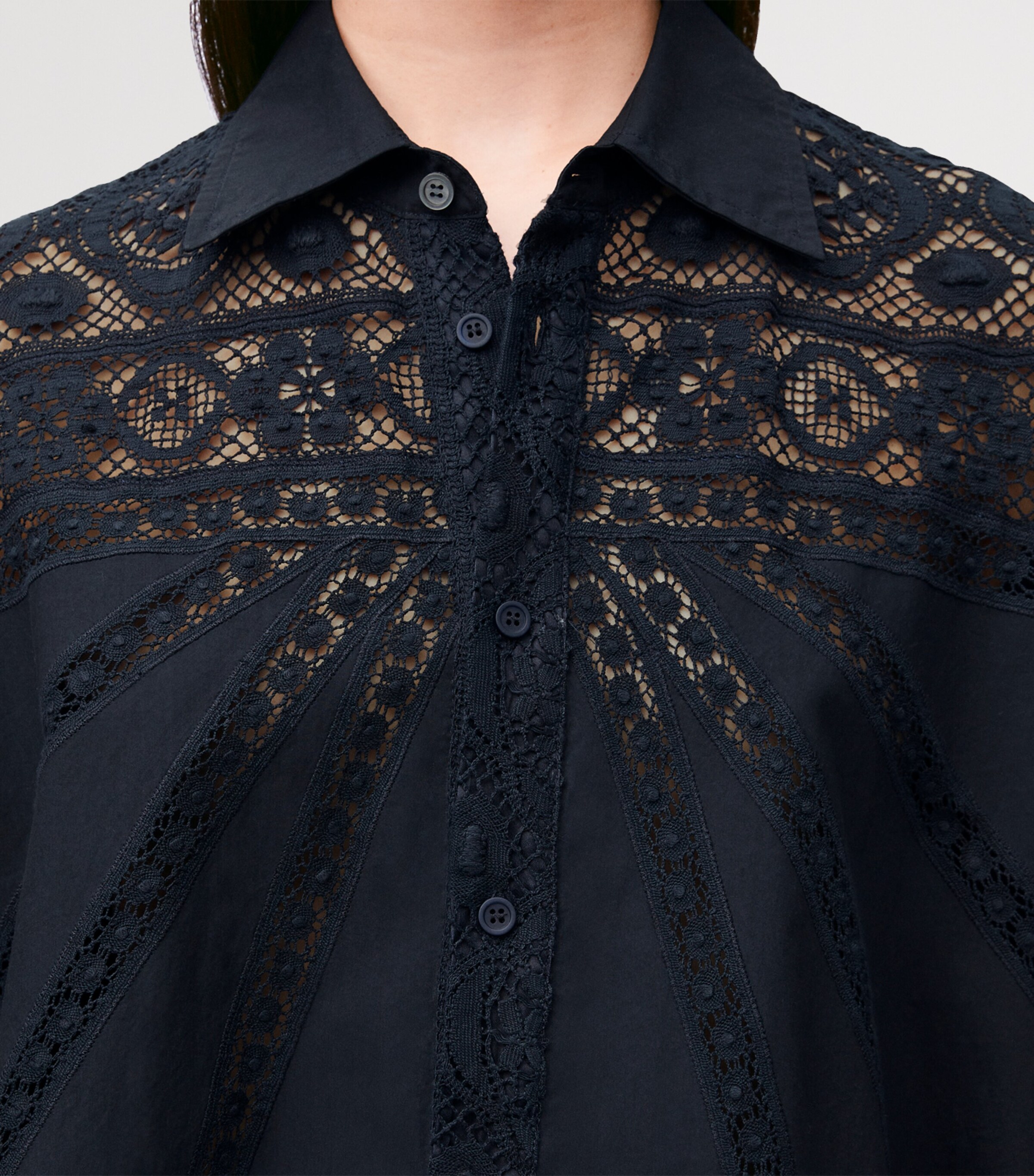 LOEWE Navy x Paula's Ibiza Cotton-Blend Lace Panelled Shirt