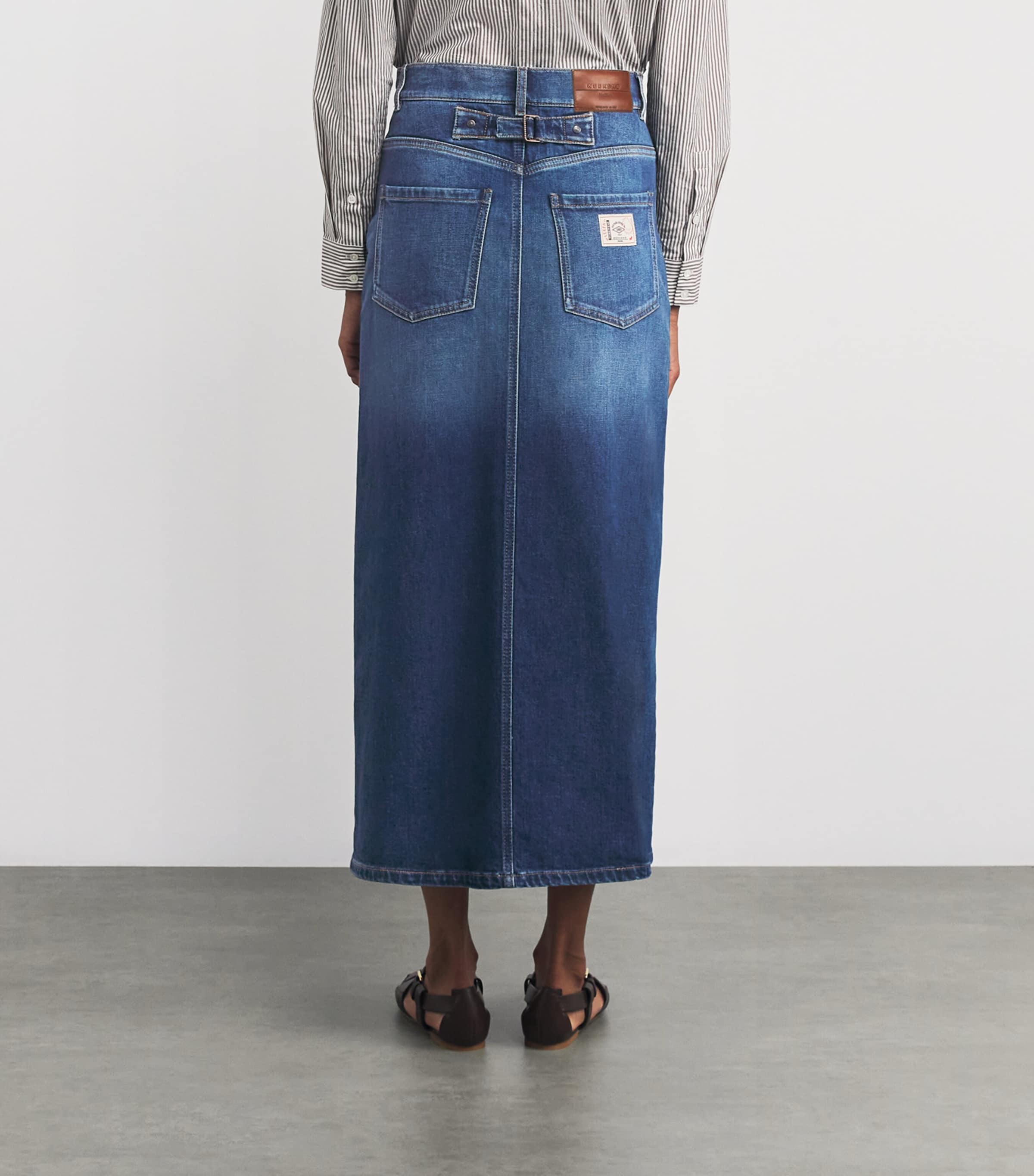 Denim Maxi Skirt NAVY Image 4