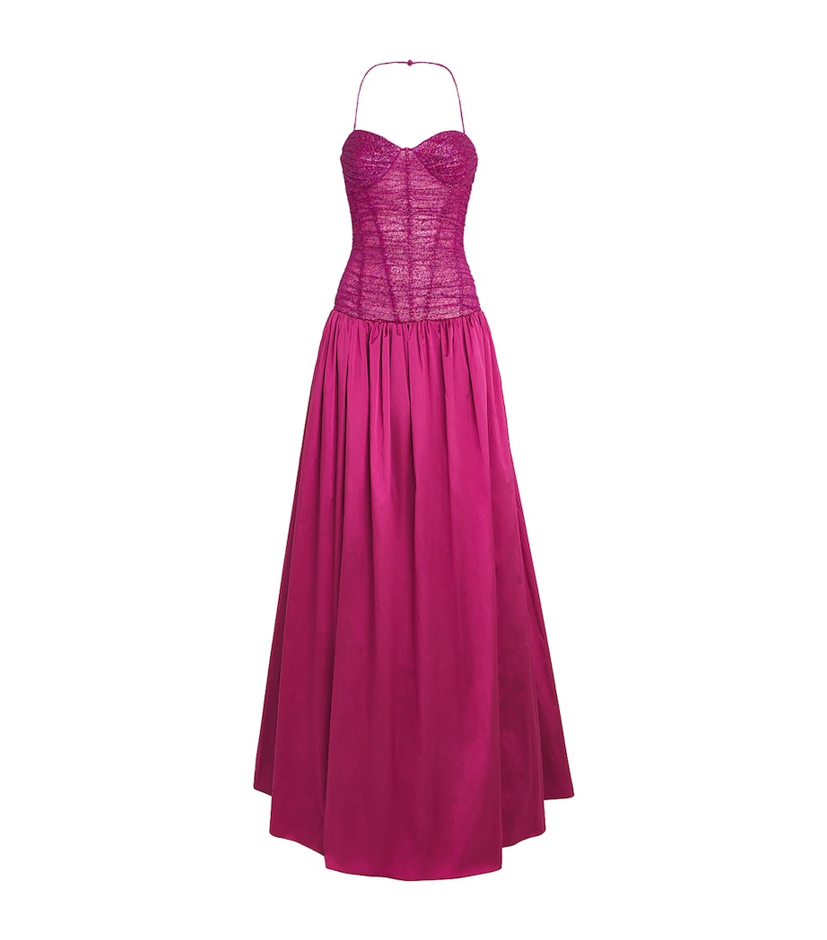 Sandra Mansour Womens Taffeta Twilight Gown Asis C Fuchsia Image 1