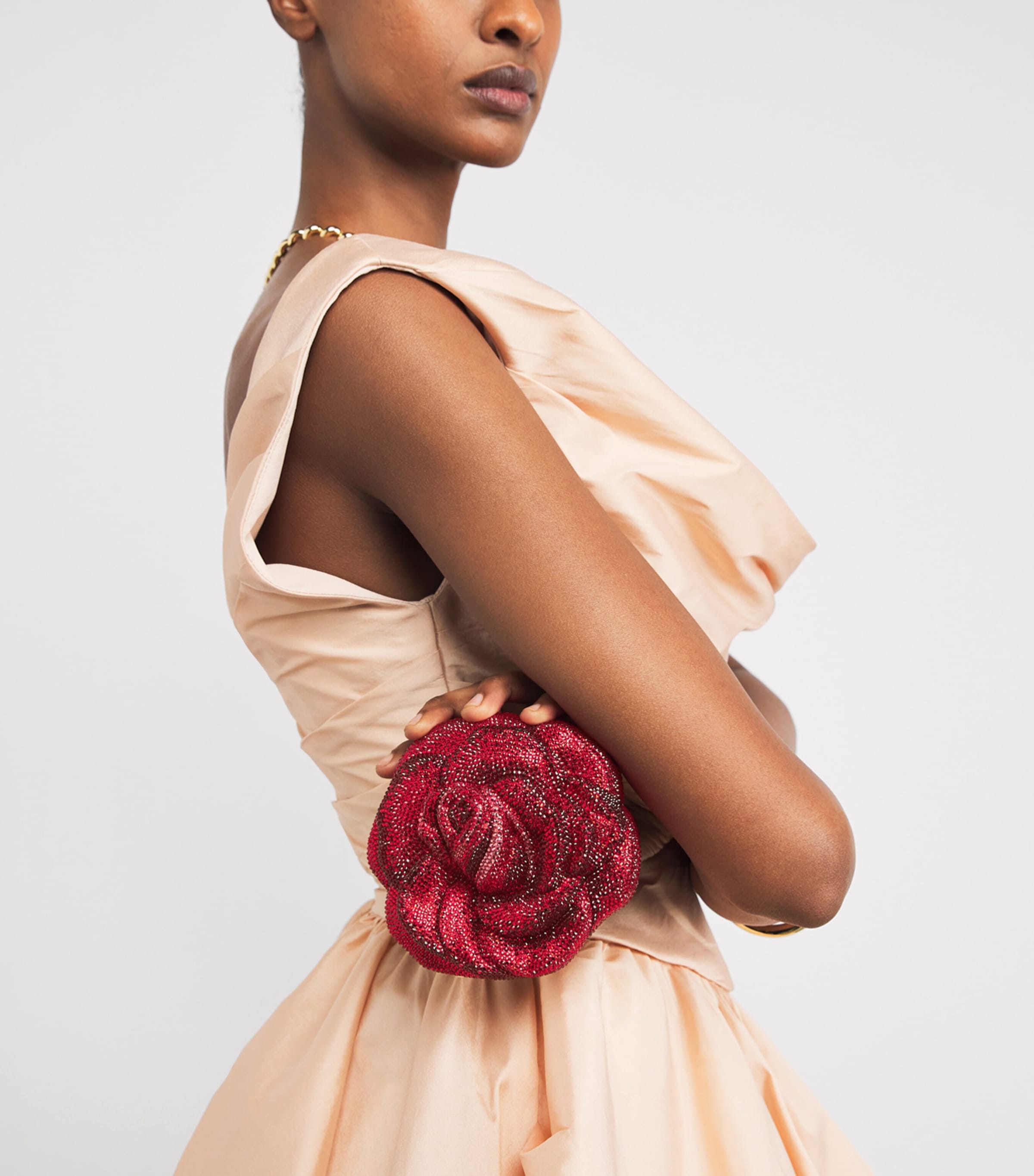 Crystal-Embellished Rose Clutch Bag CHAMPAGNE SIAM MULTI Image 5