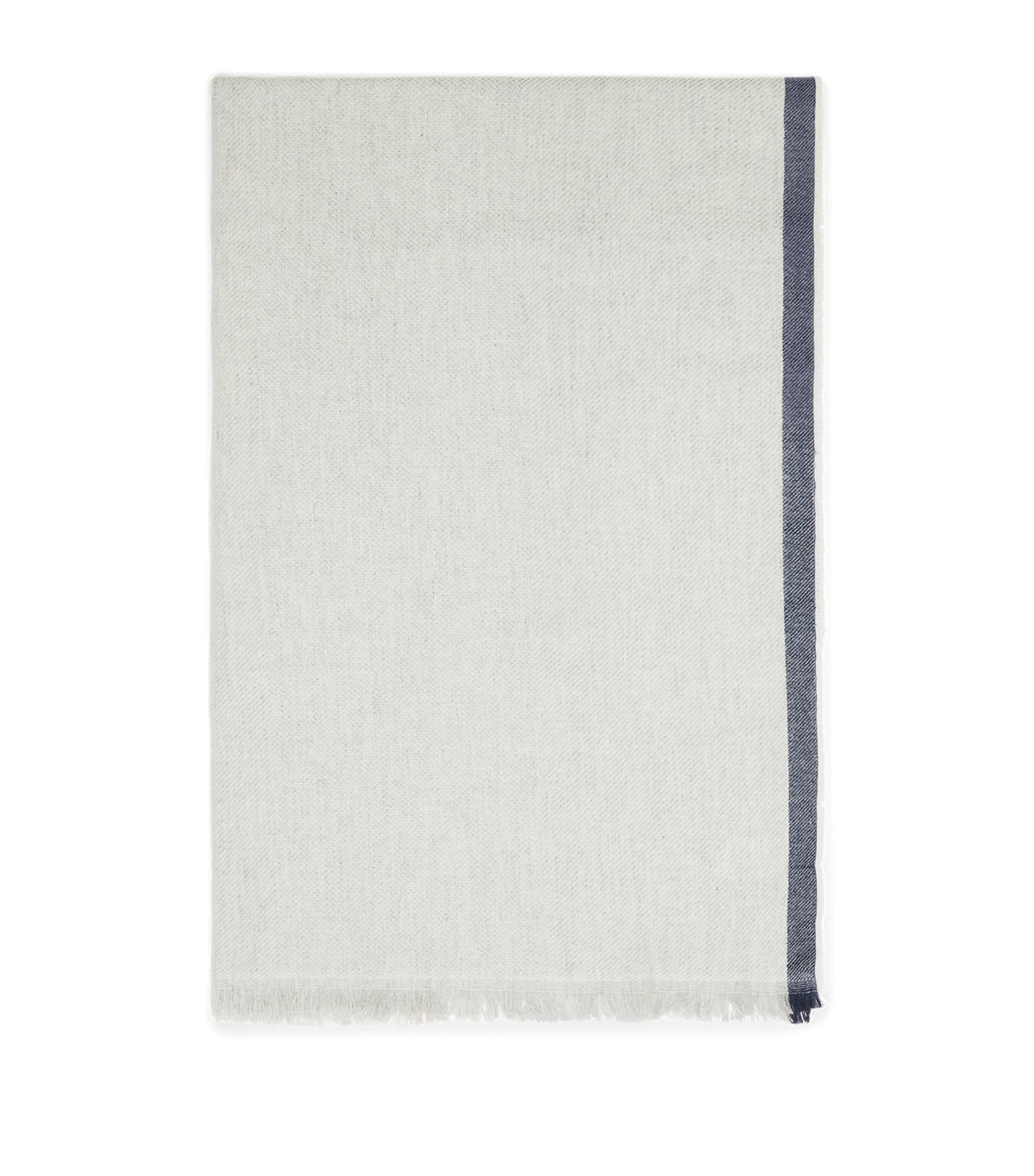 Brunello Cucinelli Cashmere Stripe-detail Diagonal Scarf In Grey