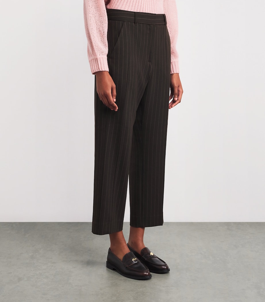 Pinstripe Cropped Slim Trousers CHOCOLATE / CARAMEL Image 3