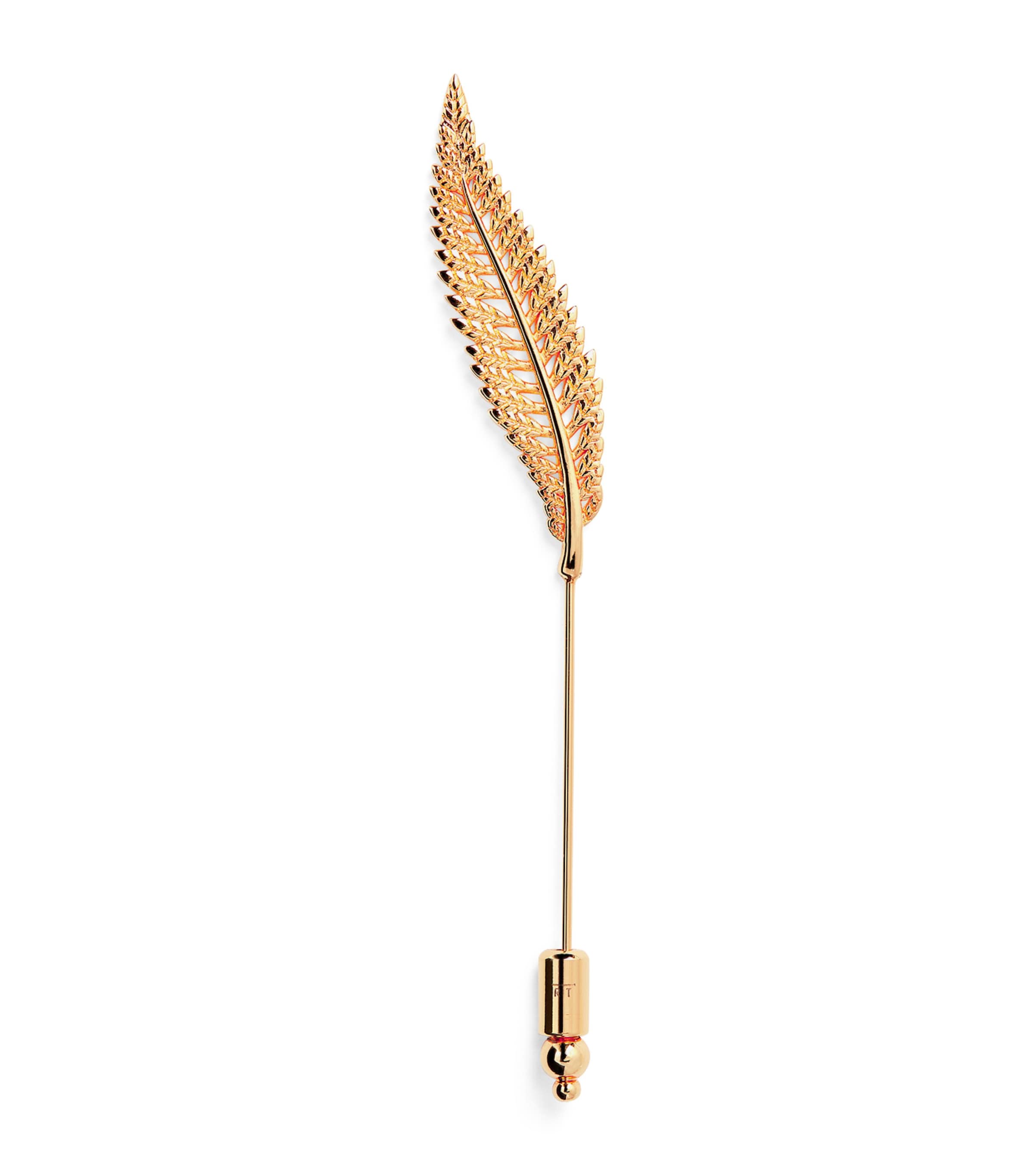 Tateossian Gold-Plated Metal Fern Lapel Pin Yell Gld Colour Image 1