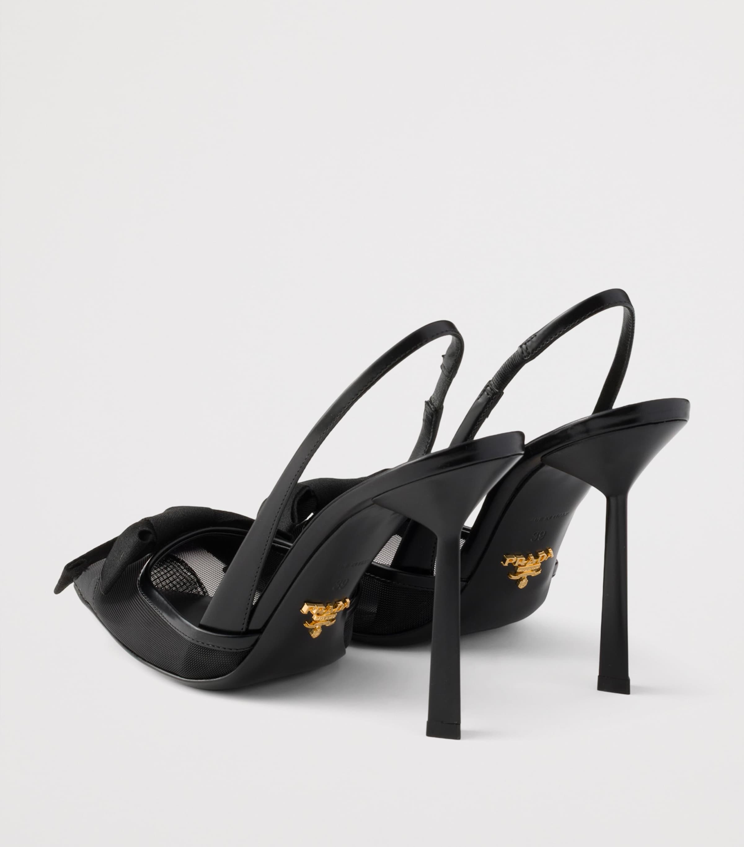 Prada Mesh Bow Slingback Heels 100 Black Image 4