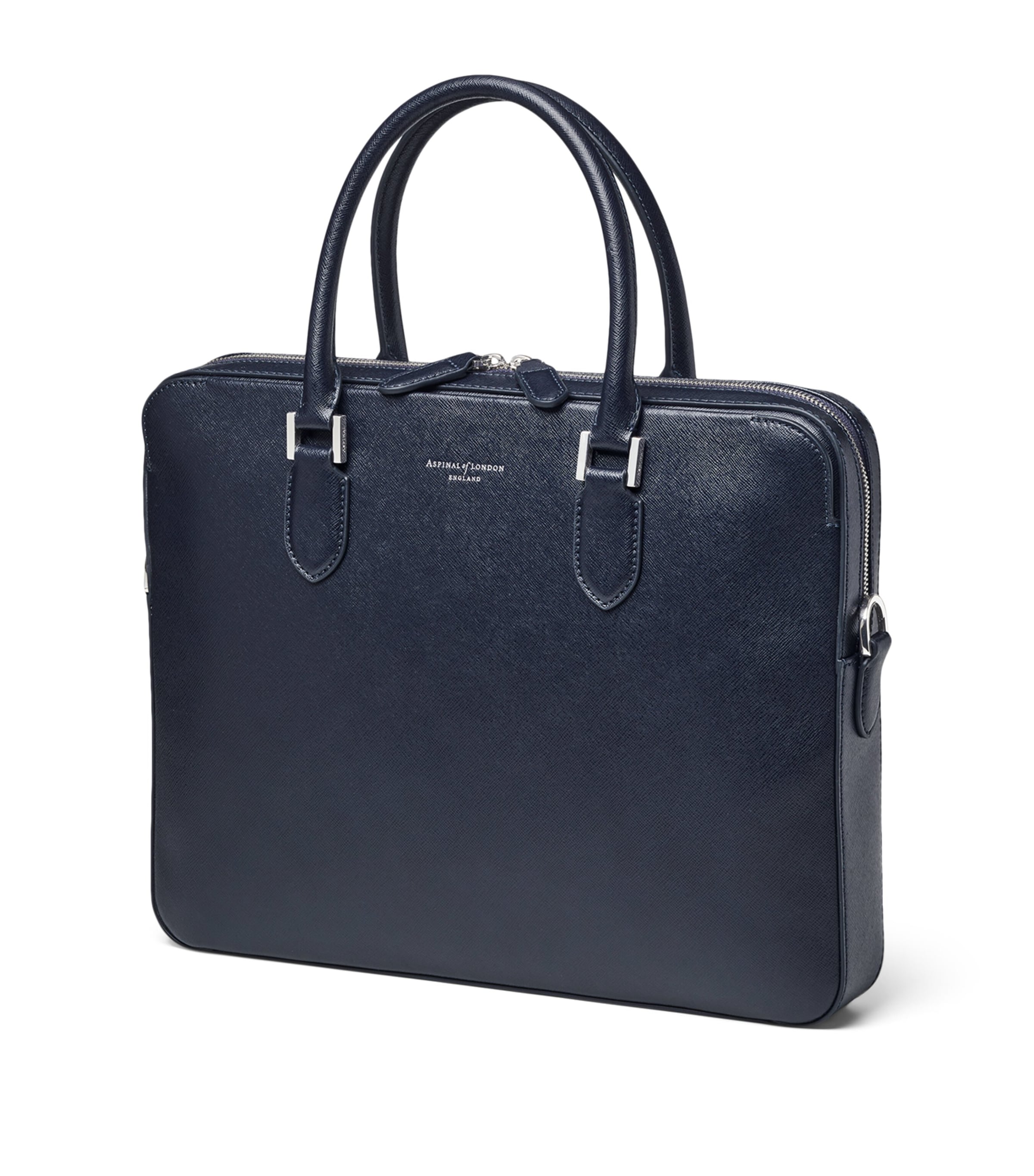 Aspinal Of London Leather Mount Street Briefcase Bag Navy Image 4