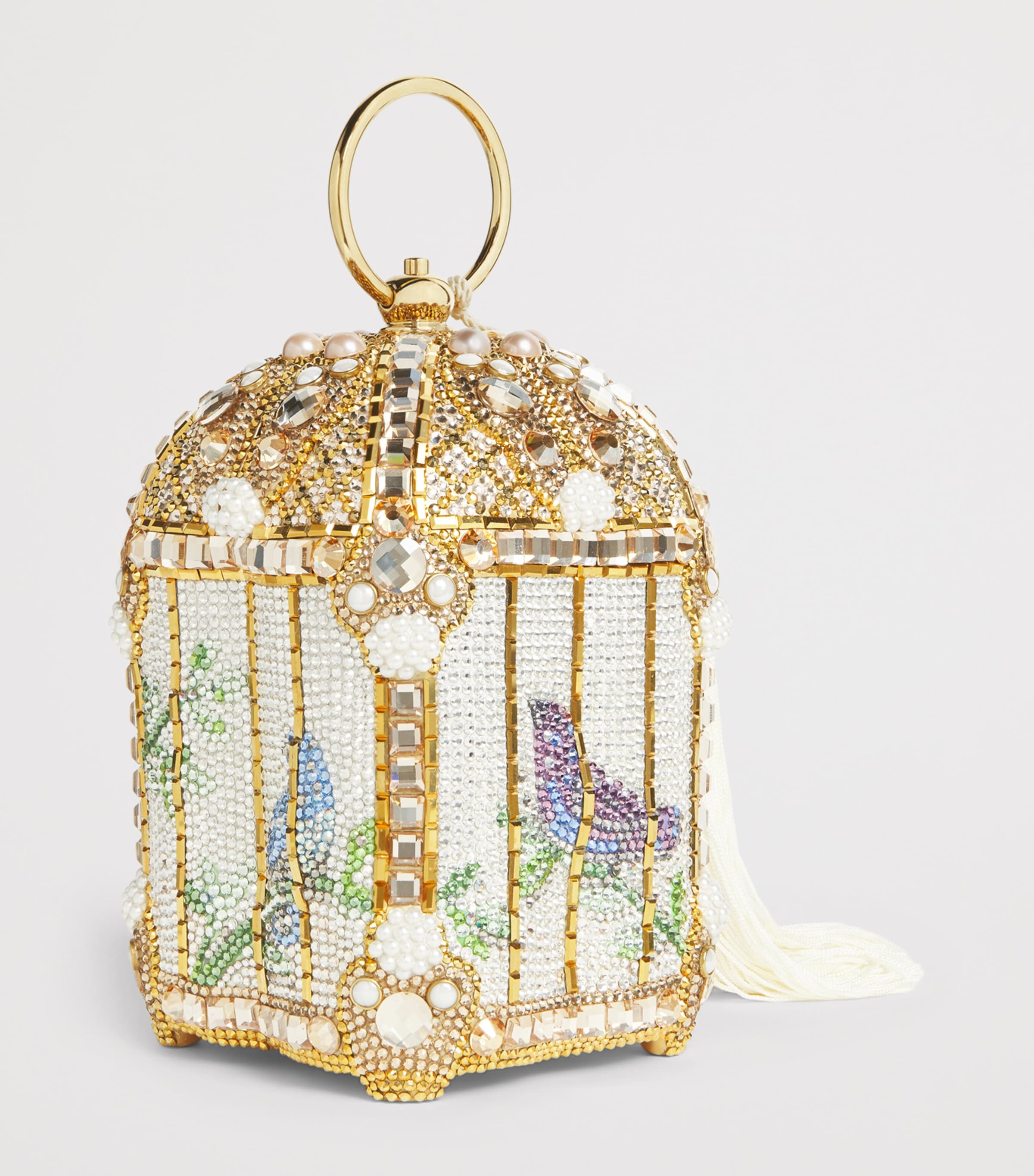 Crystal-Embellished Birdcage Clutch Bag CHAMPAGNE RHINE MLTI Image 3