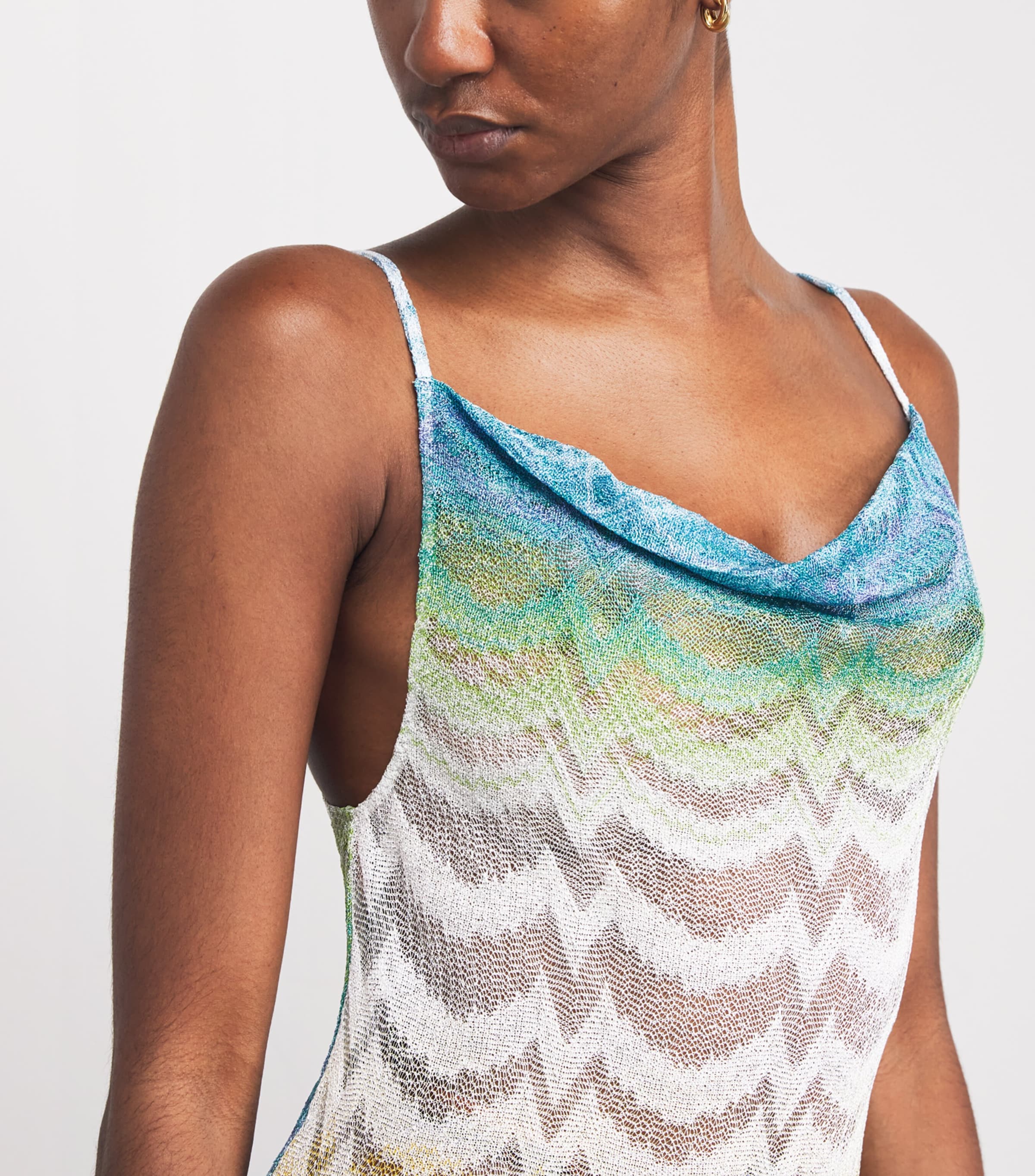 Zigzag Cowl Neck Maxi Dress SM9X1MULTICOLOR Image 6