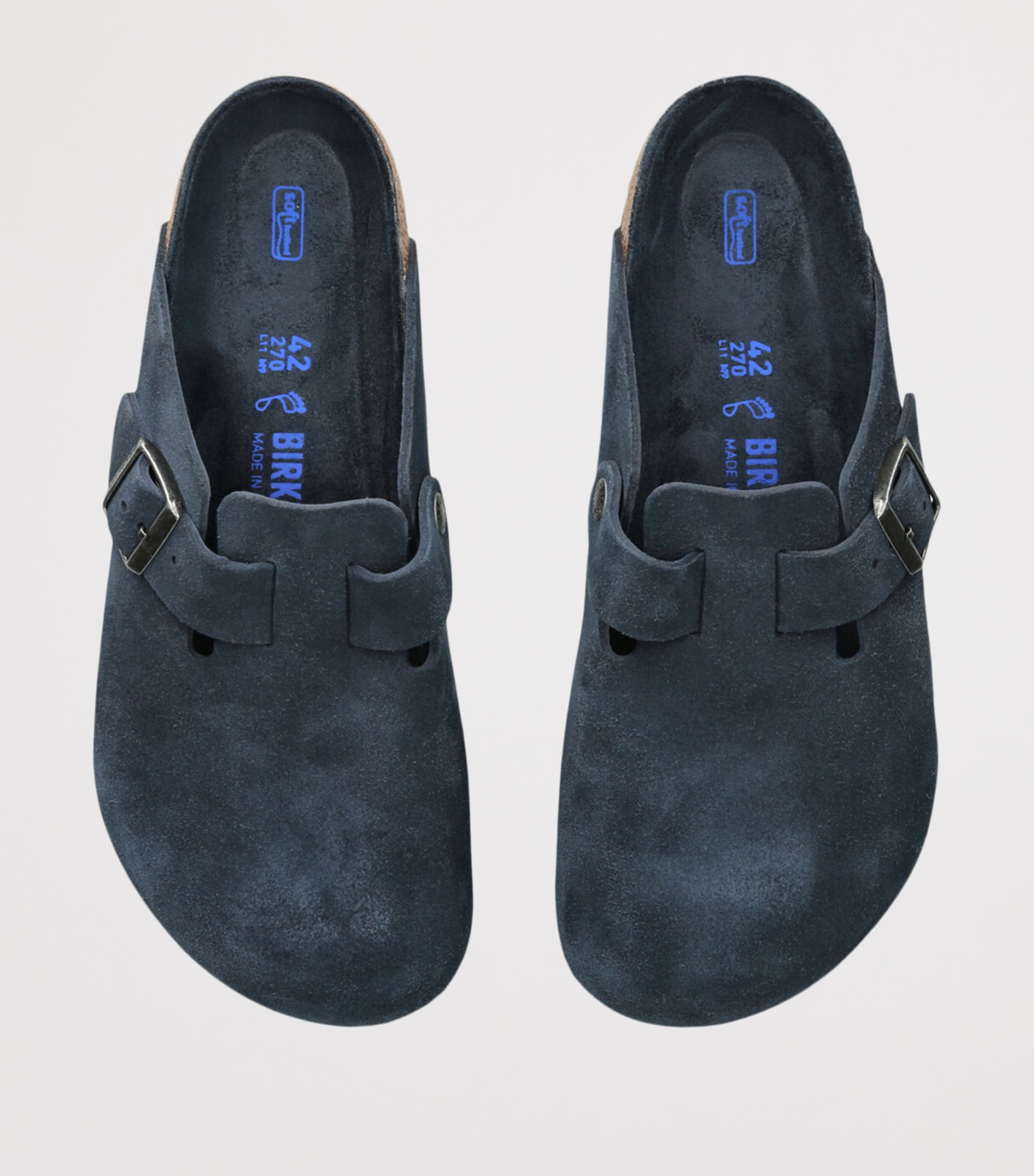 Birkenstock Suede Boston Clogs Navy Image 4