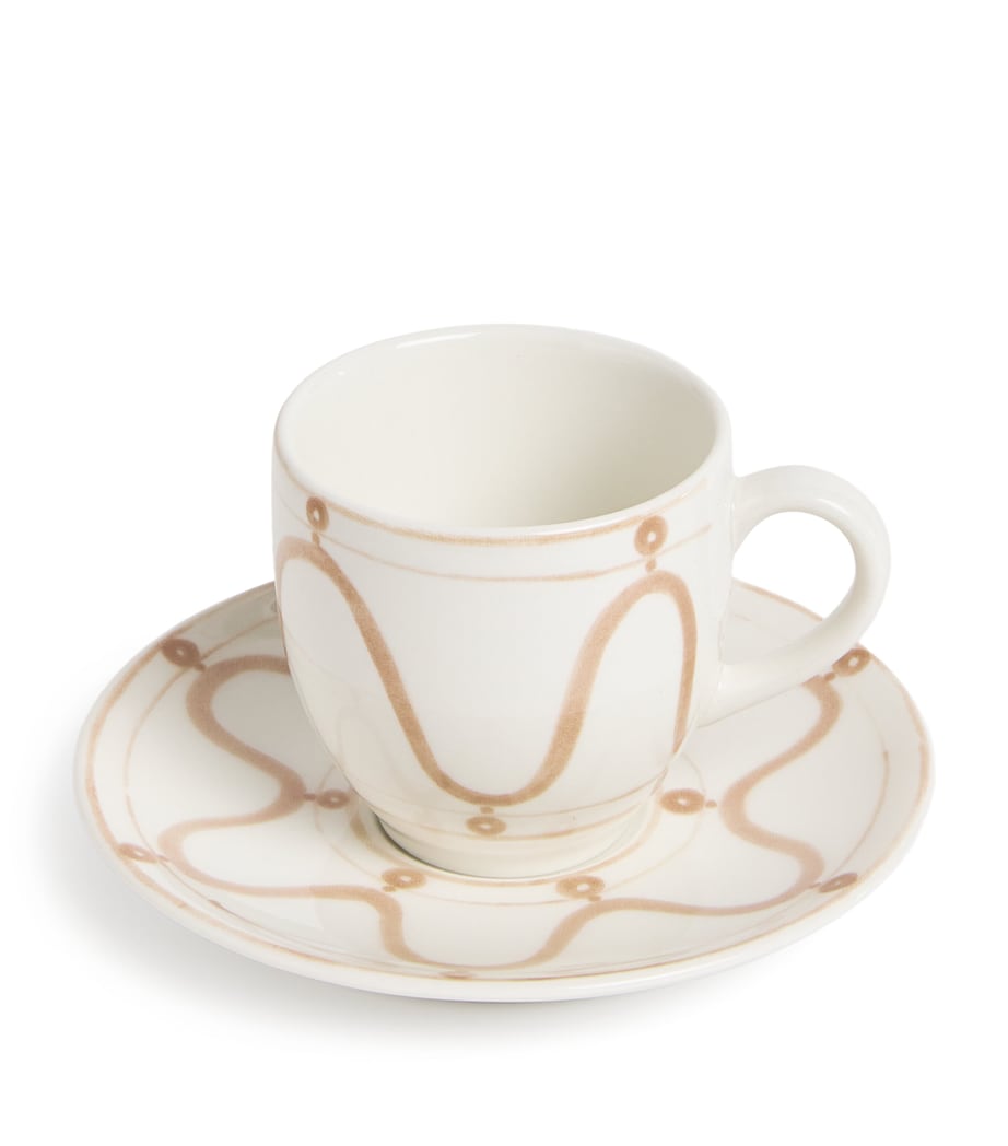 Porcelain Serenity Espresso Cup and Saucer BEIGE ON WHITE Image 1