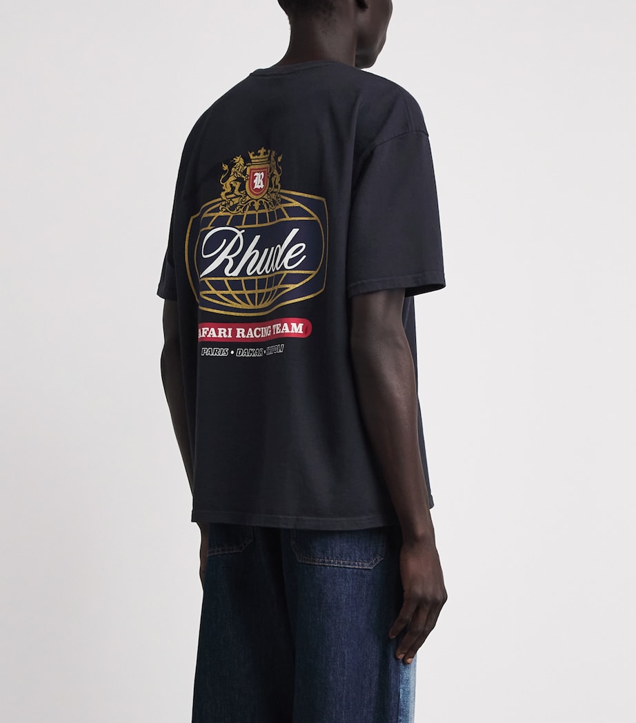 Rhude Mens Cotton Safari Crest T-Shirt Vntg Blk/blu/rd Image 5