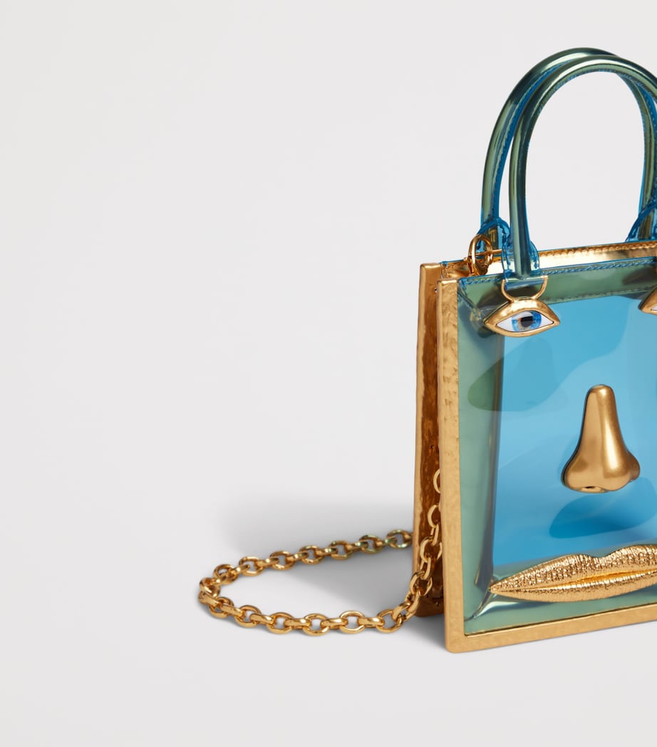 Mini Vinyl Face Top-Handle Bag 71 GOLD/BLUE Image 5