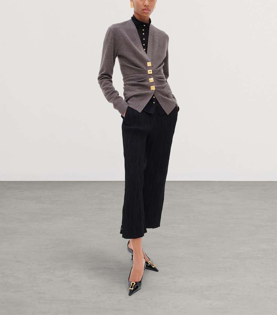 Schiaparelli Womens Wool Draped Cardigan Brown Image 2