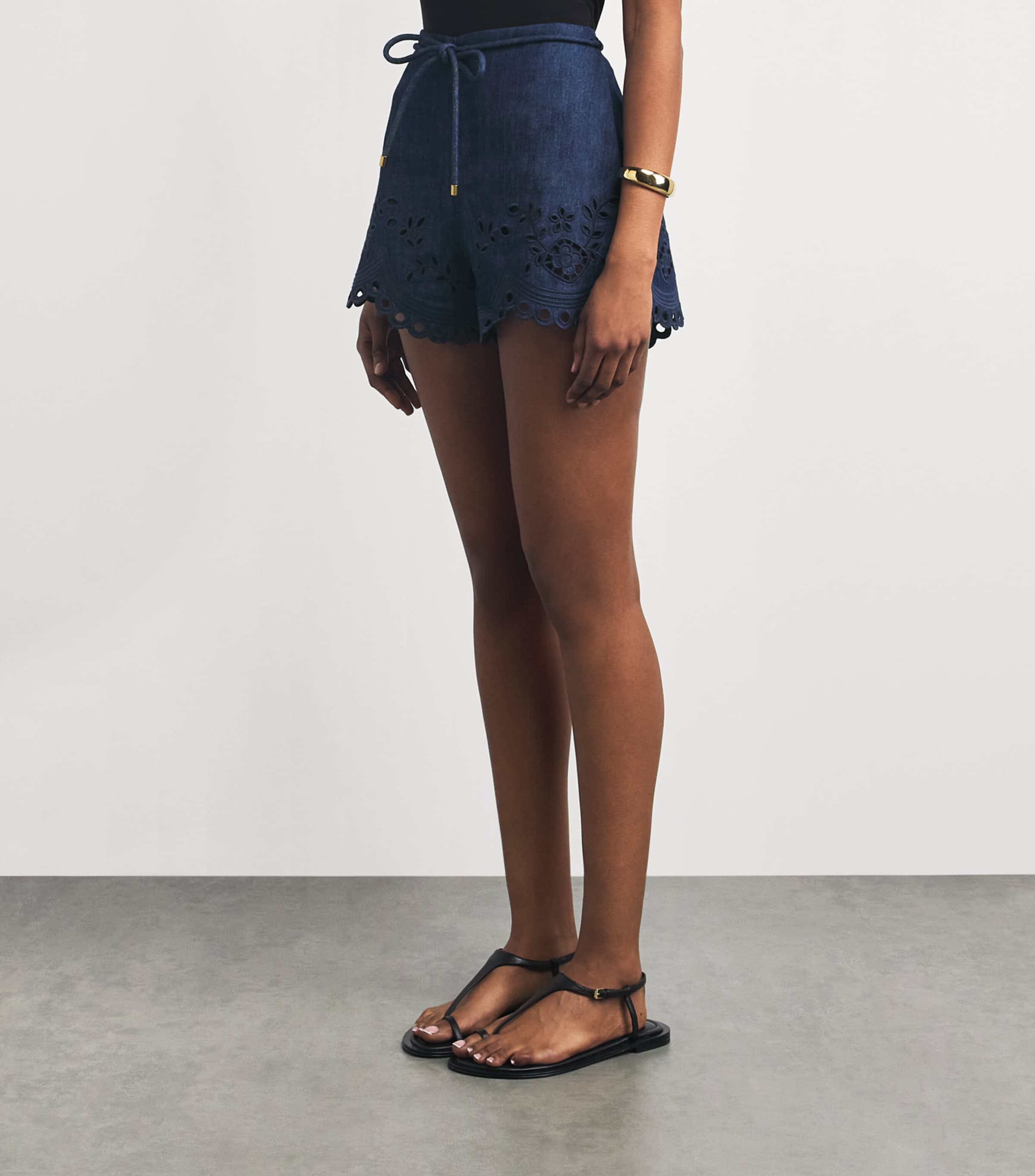 Zimmermann Womens Denim Broderie Mahon Shorts Ink Ink Image 4
