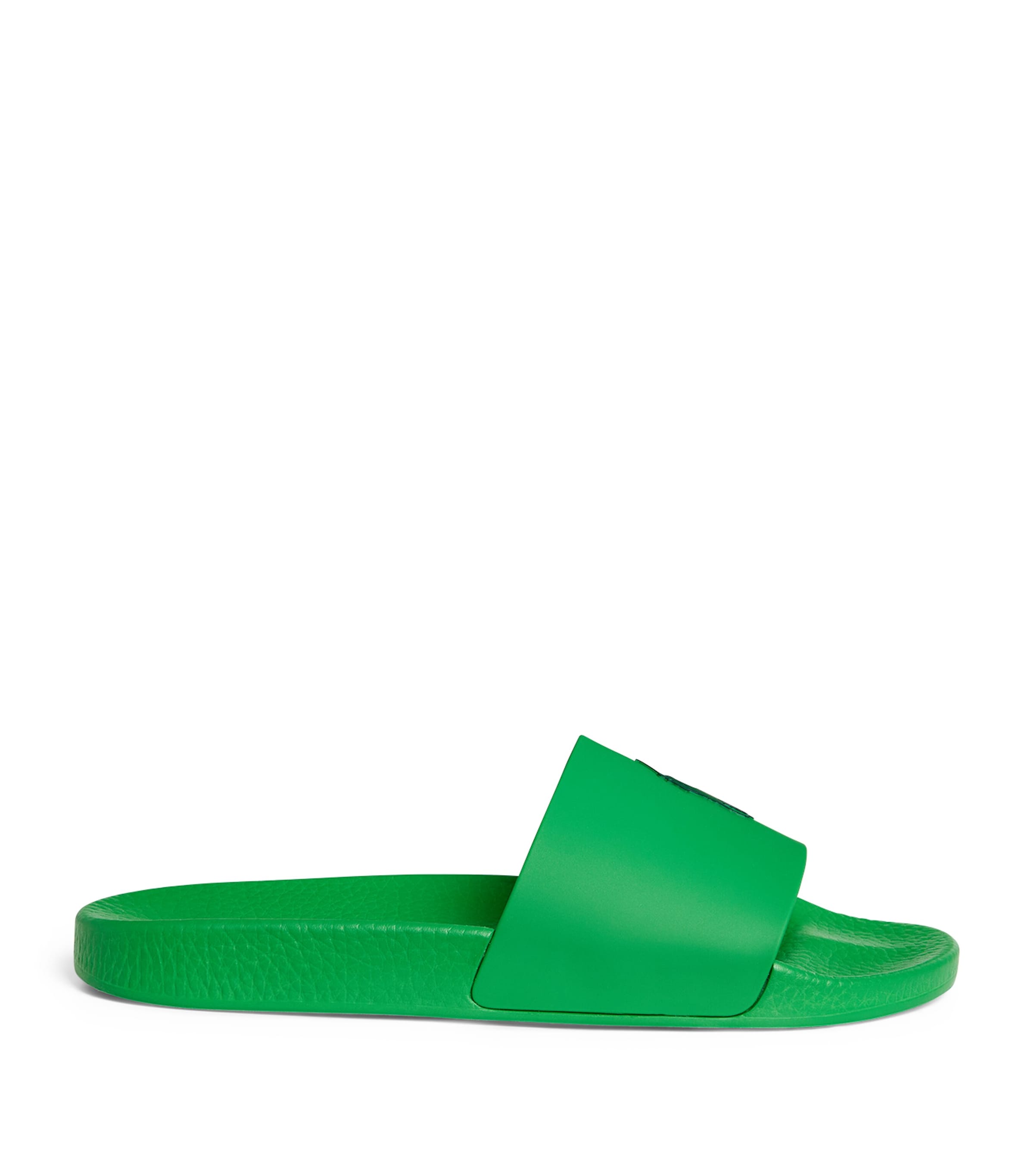 Shop Polo Ralph Lauren Polo Pony Slides In Green