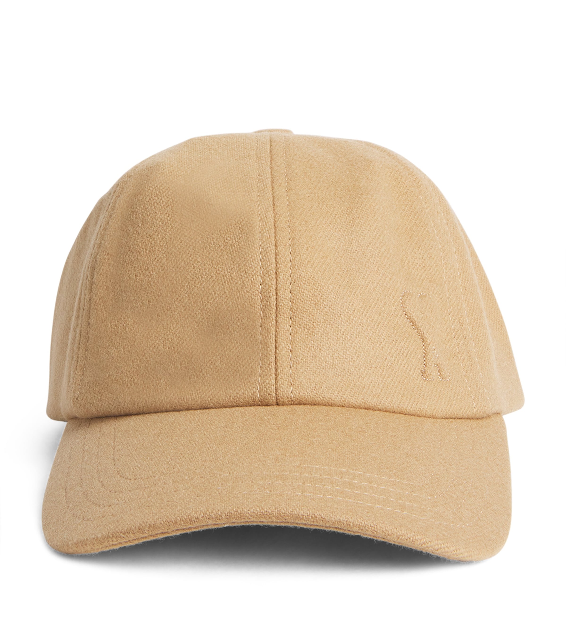 Ami Alexandre Mattiussi Wool Logo Cap In Sand