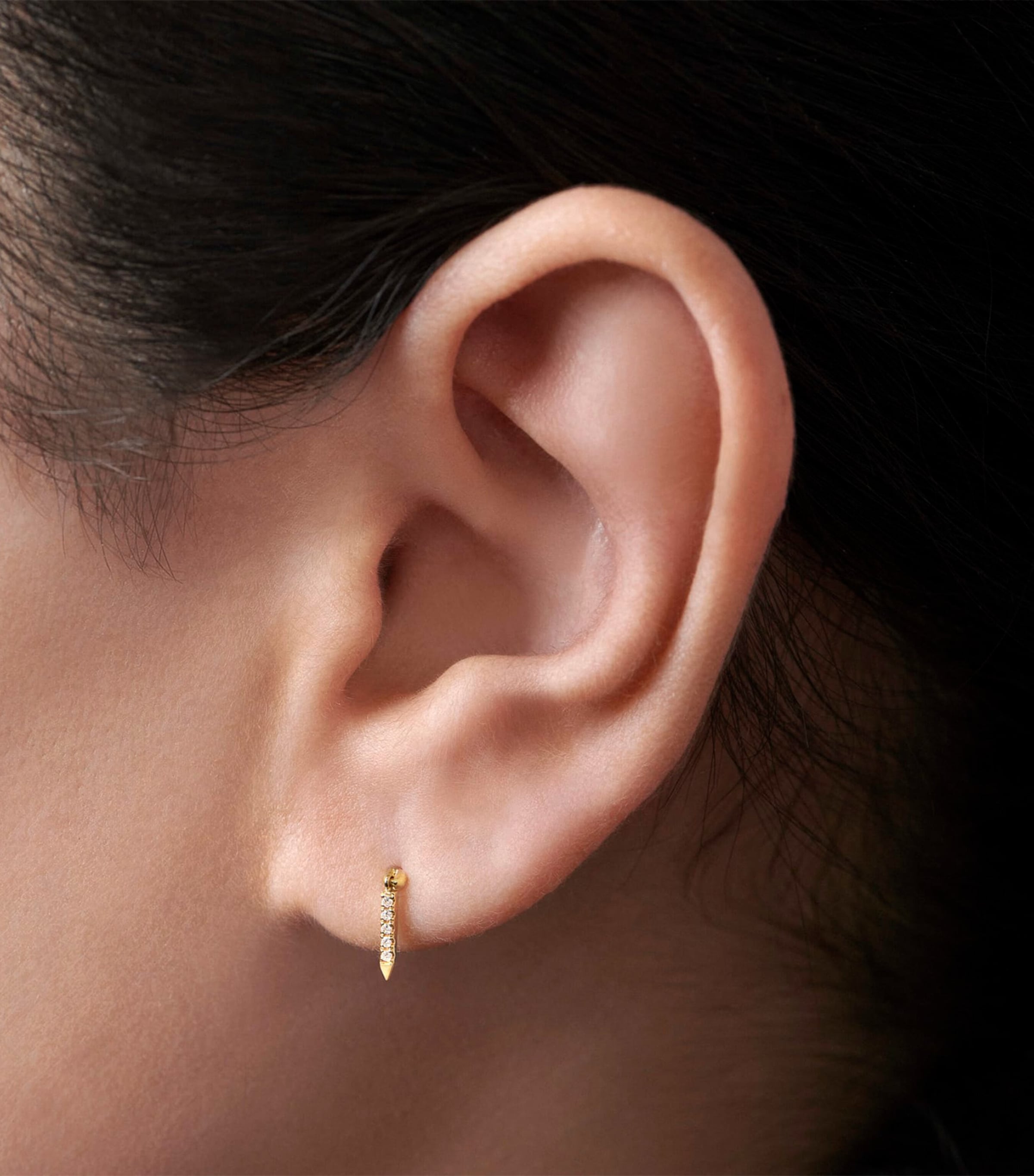 Diamond Eternity Bar Single Threaded Stud (7mm) WHITE GOLD Image 2