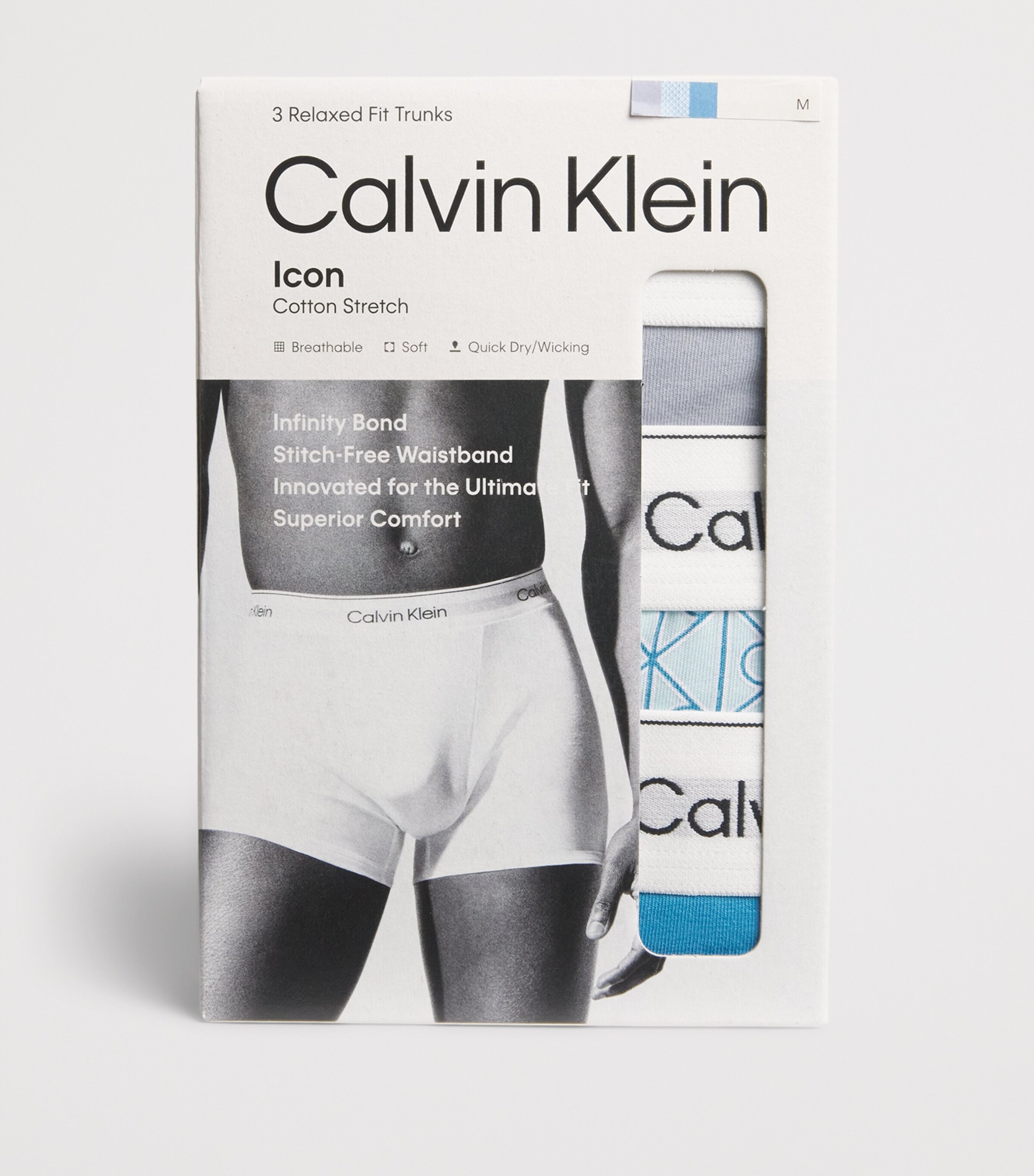 Calvin Klein Mens Stretch-Cotton Relaxed Icon Trunks (Pack of 3) Misty Grey/blue Image 4