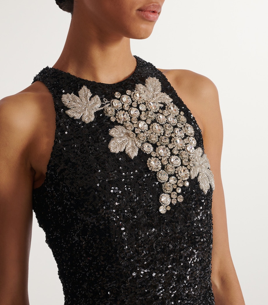 Sequin-Embellished Mini Dress EAW NOIR/CRISTAL Image 8