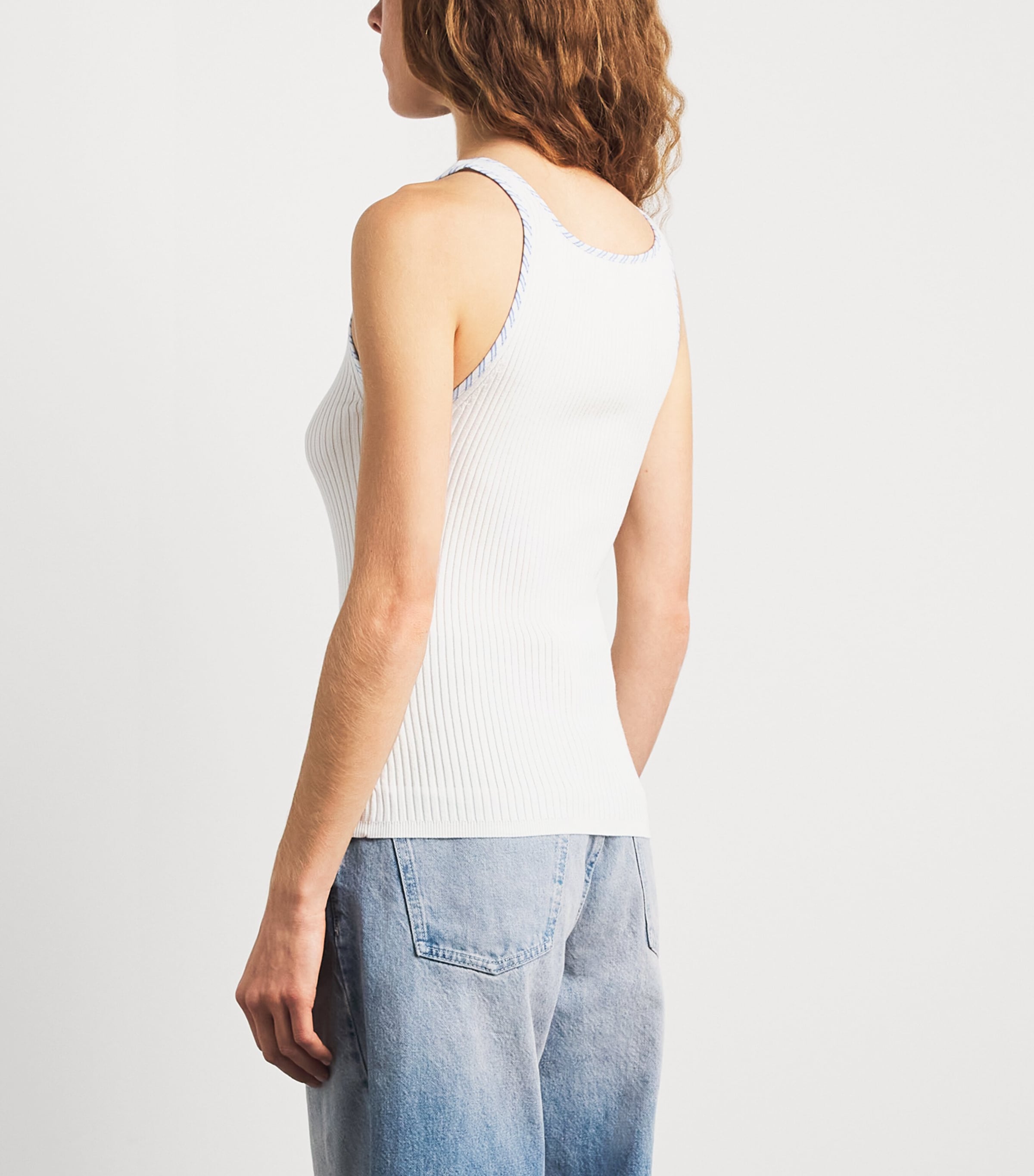 Sandro Paris Womens Rib-Knit Slim Tank Top Ecru Image 5