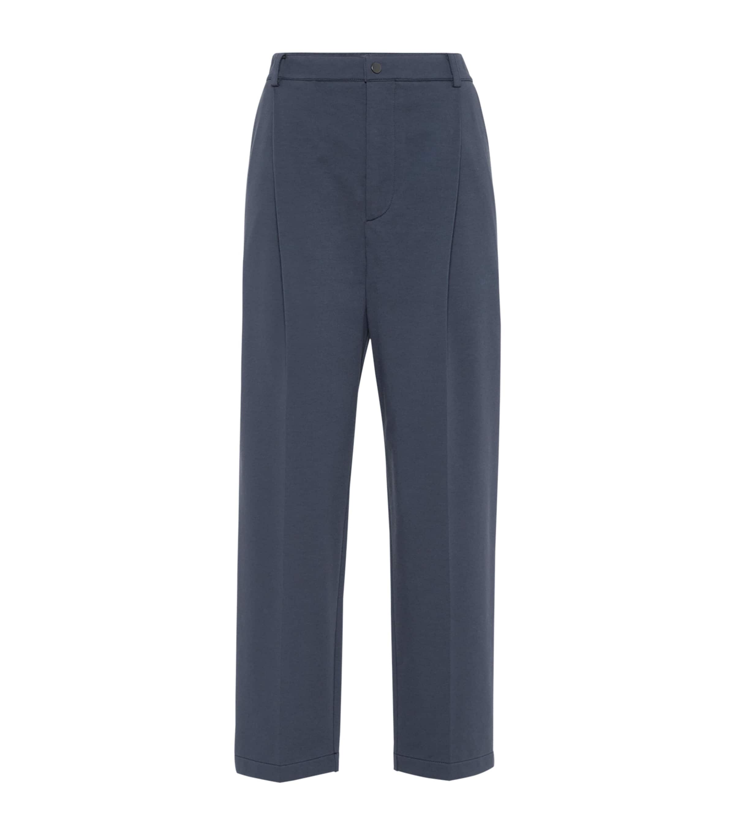 Brunello Cucinelli Stretch-cotton Cropped Trousers In Blue