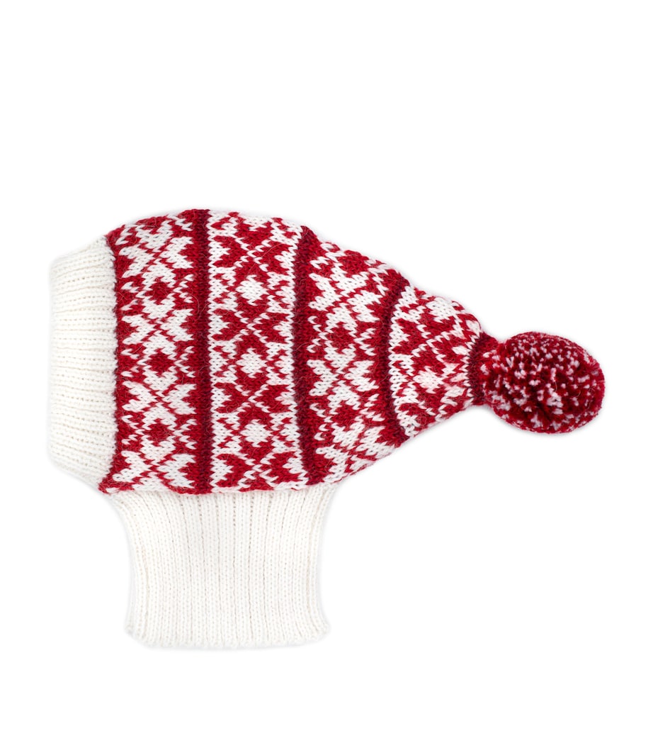 Alpaca-Blend Christmas Dog Hat WHITE / RED Image 1