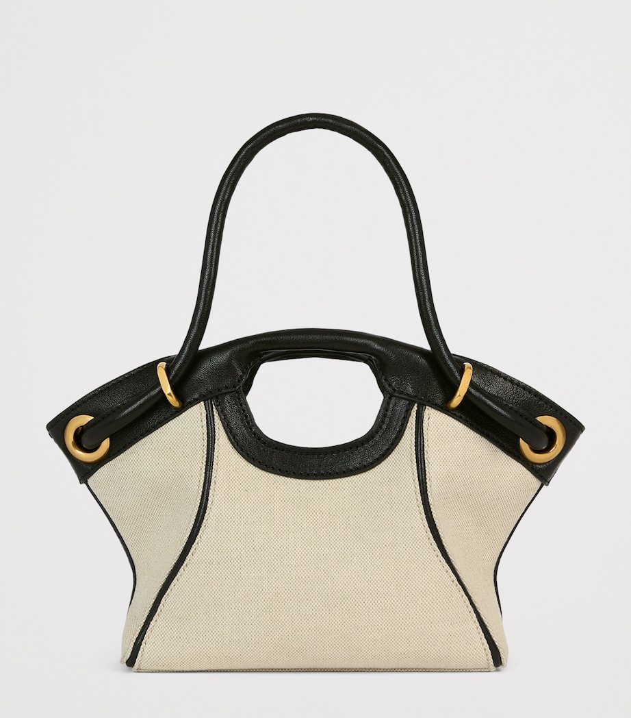 Balmain Womens Small Canvas Tote Bag Gte Naturel / Noir Image 8