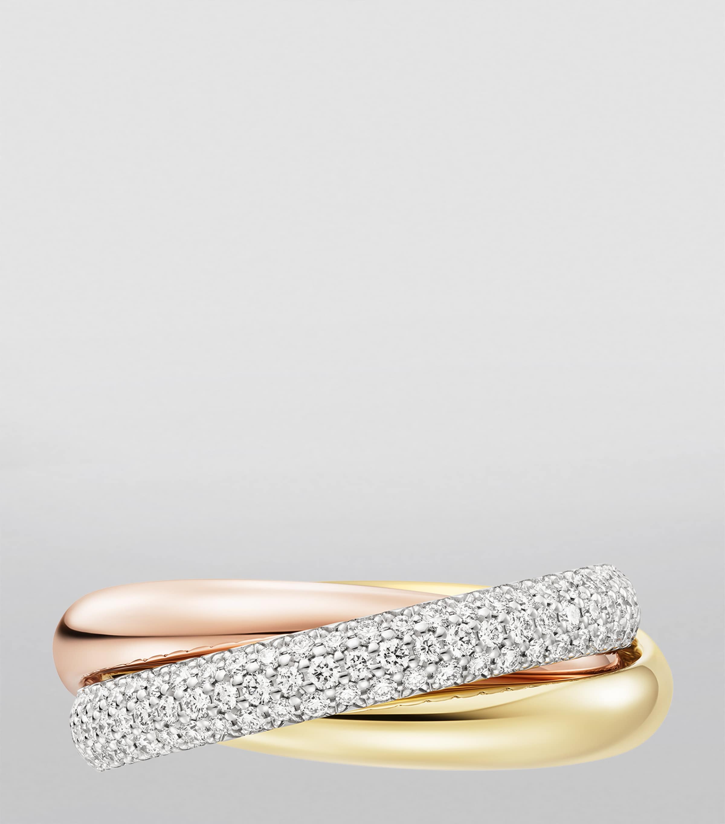 Medium White, Yellow, Rose Gold and Diamond Trinity Ring MIXED GOLD Image 3