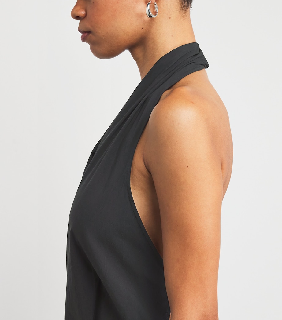 Cotton-Blend Halterneck Maxi Dress BLACK Image 4
