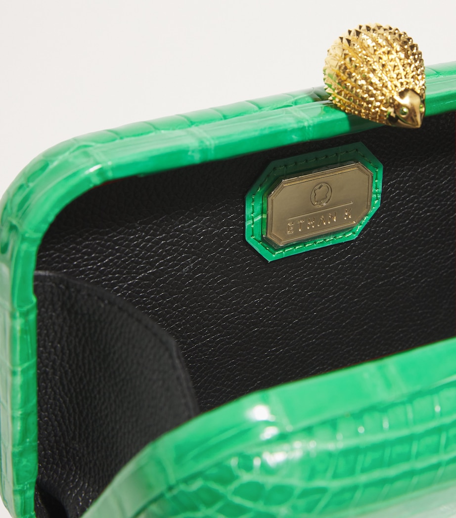 Crocodile Leather Clutch Bag APPLE GREEN Image 4