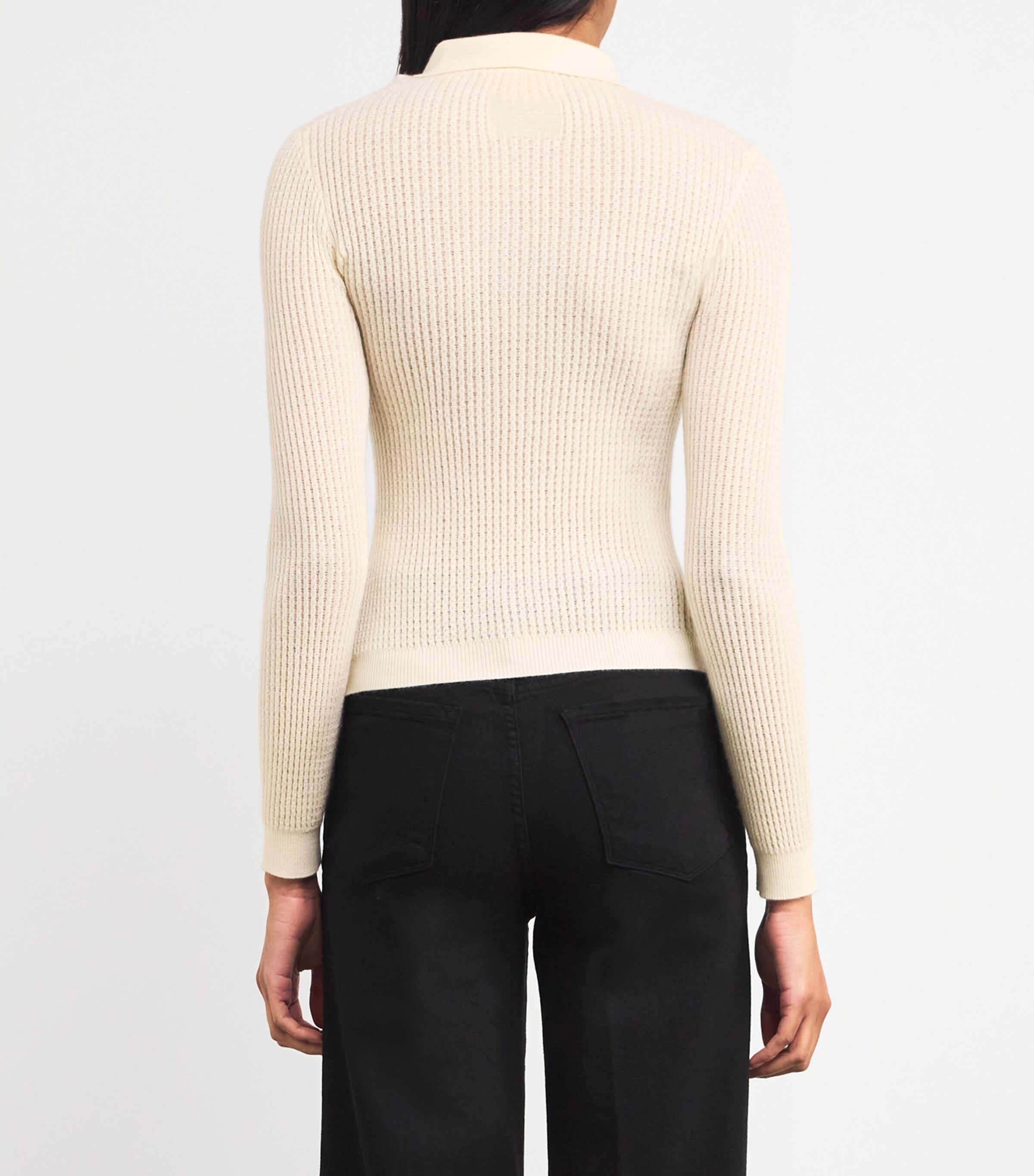 Cashmere Shrunken Polo Shirt CREAM Image 4