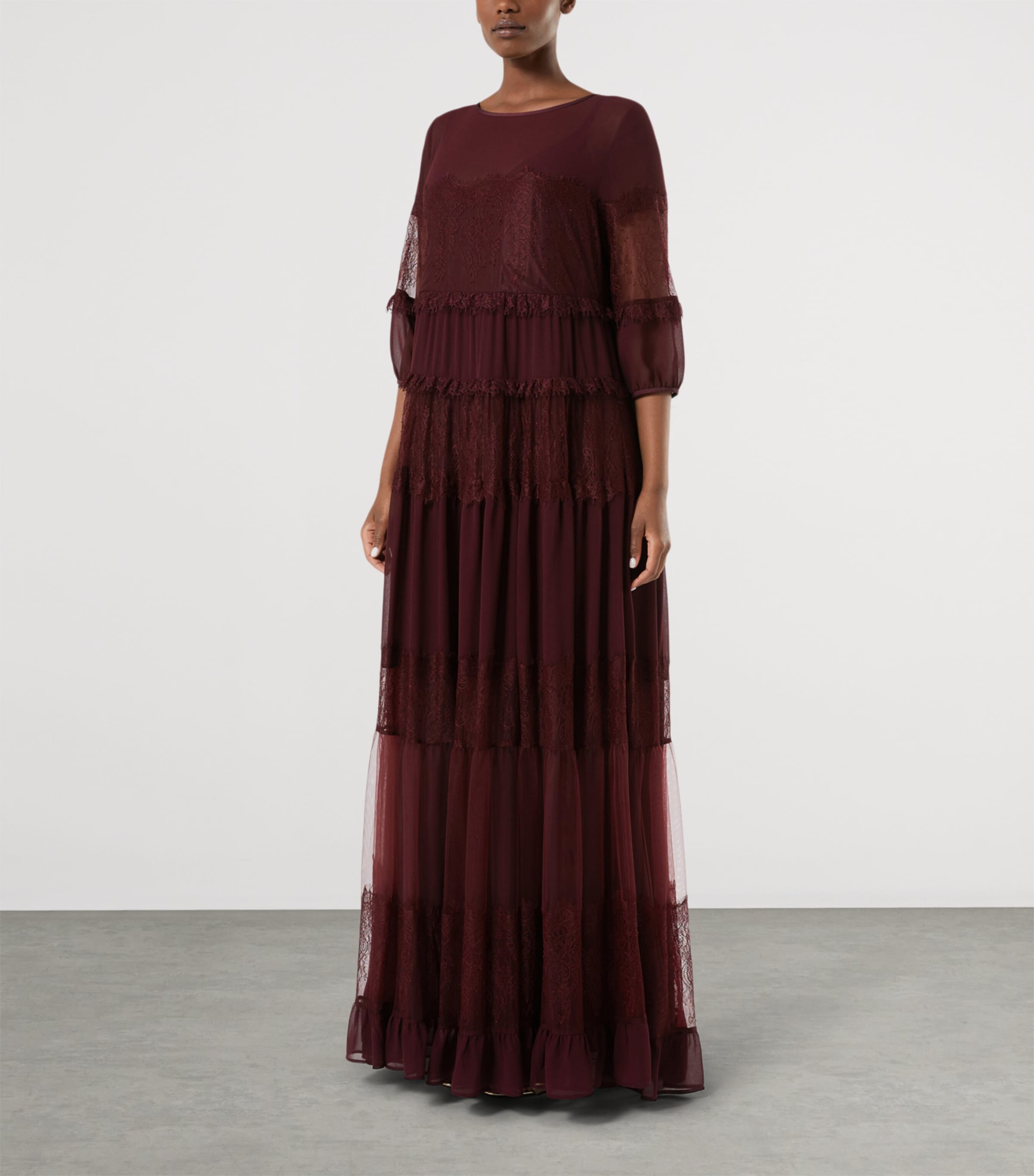 Marina Rinaldi Womens Lace-Detail Maxi Dress Red Purple Image 2