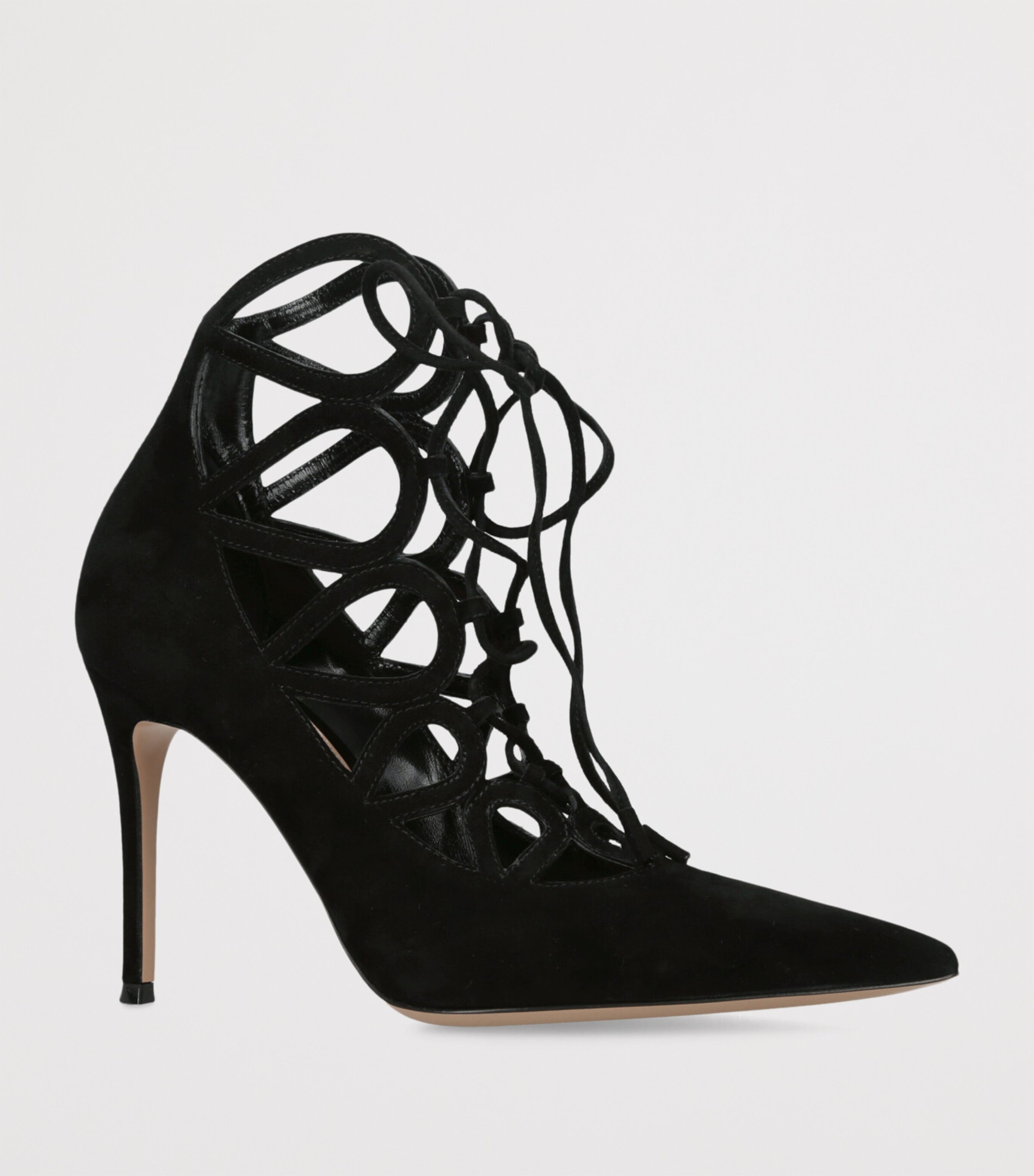 Gianvito Rossi Suede Tie-Up Pumps 95 Black Image 3
