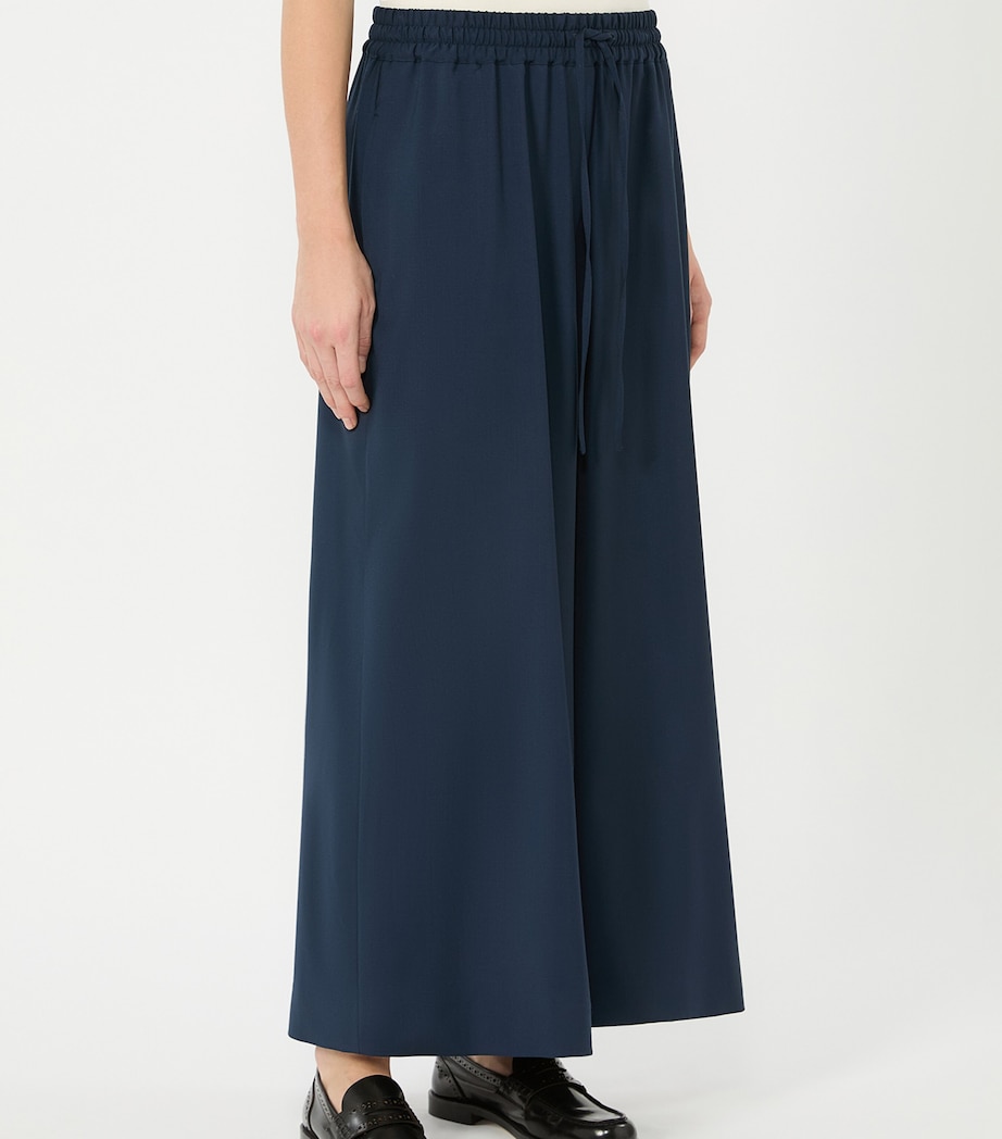 Weekend Max Mara Womens Virgin Wool Drawstring Trousers Navy Image 2