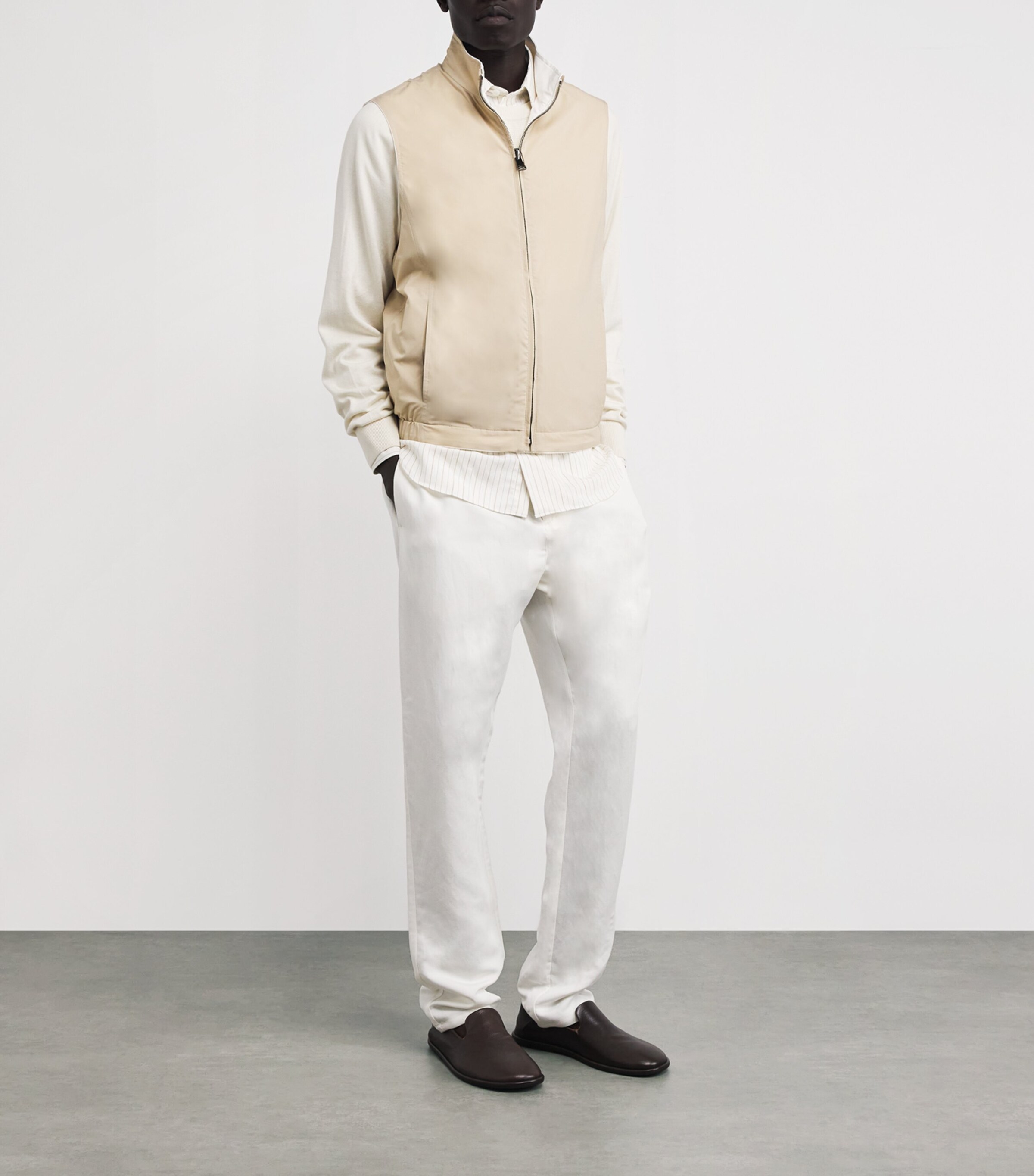 Canali Mens Linen-Silk Gilet White Image 2