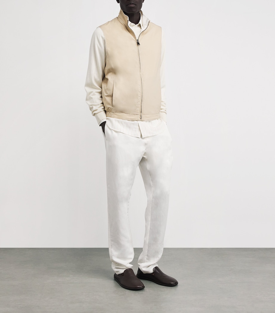 Canali Mens Linen-Silk Gilet White Image 2