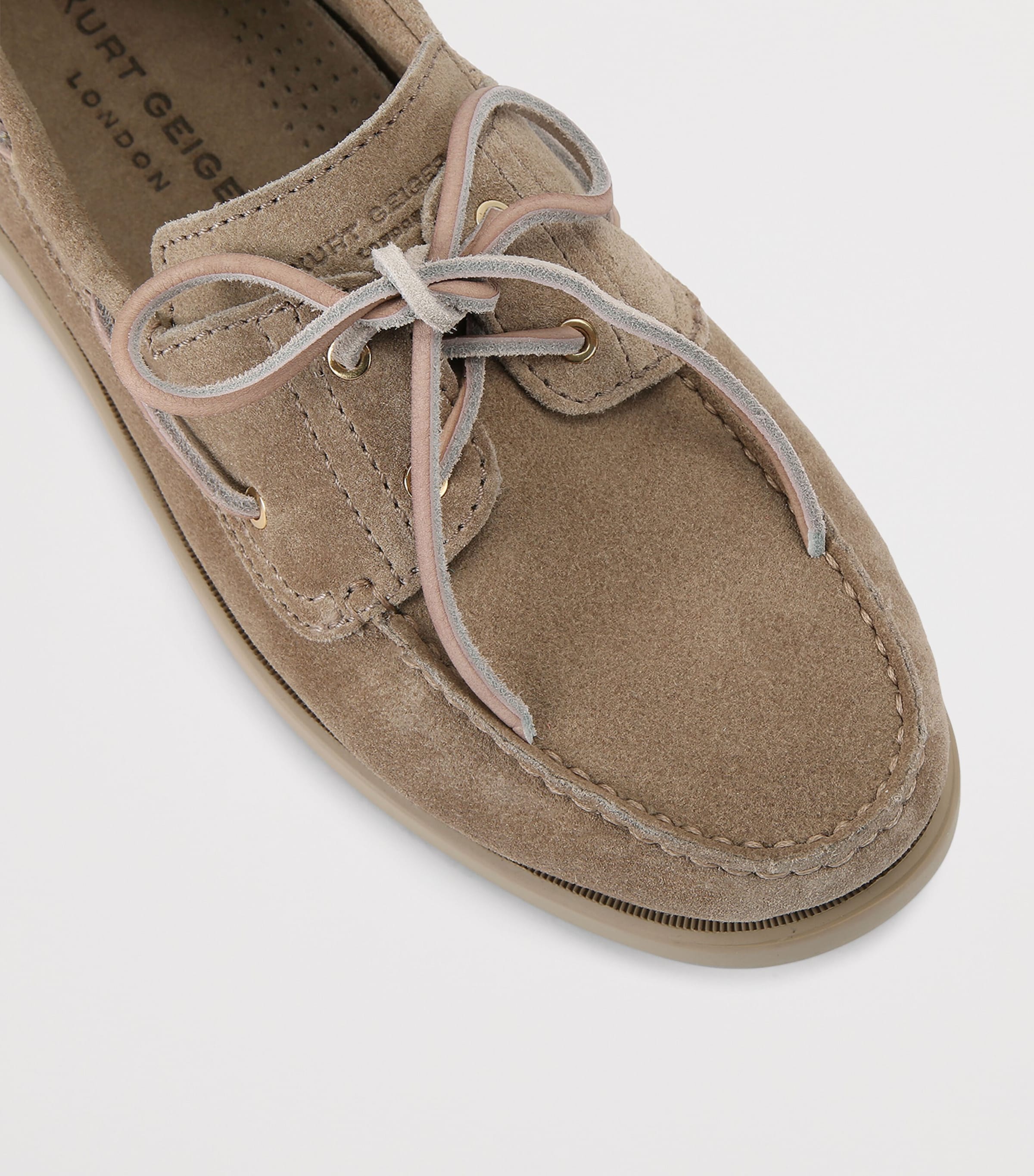 Kurt Geiger London Suede Boat Shoes Taupe Image 2