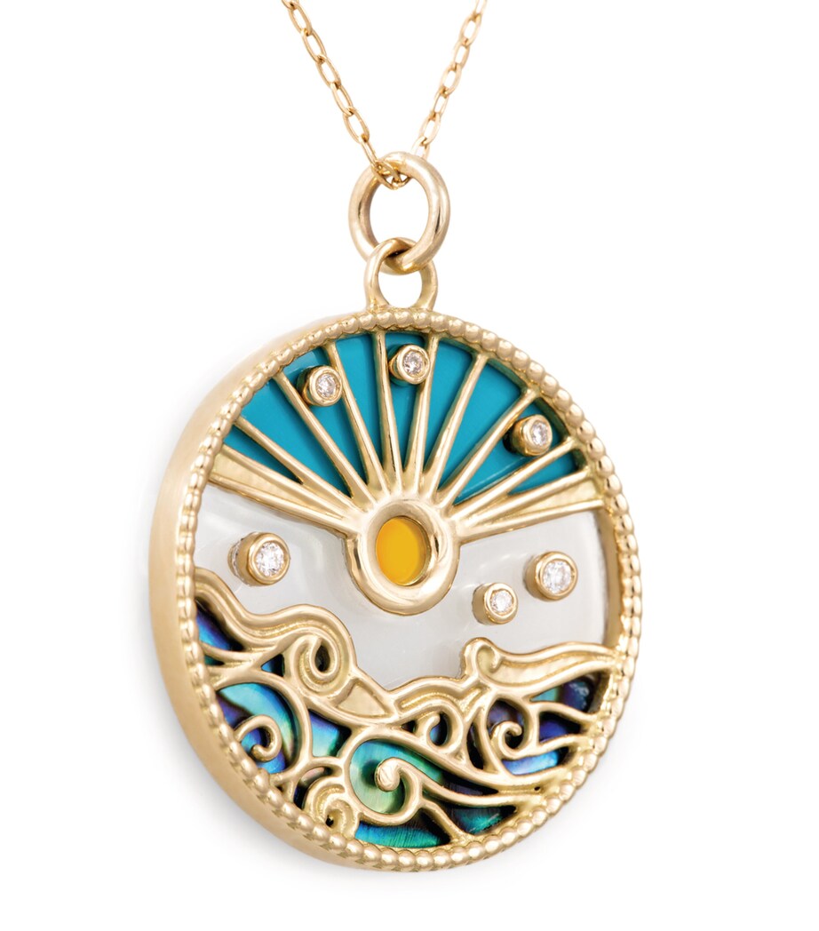 Yellow Gold and Diamond Love Summer Pendant Necklace WHITE Image 3