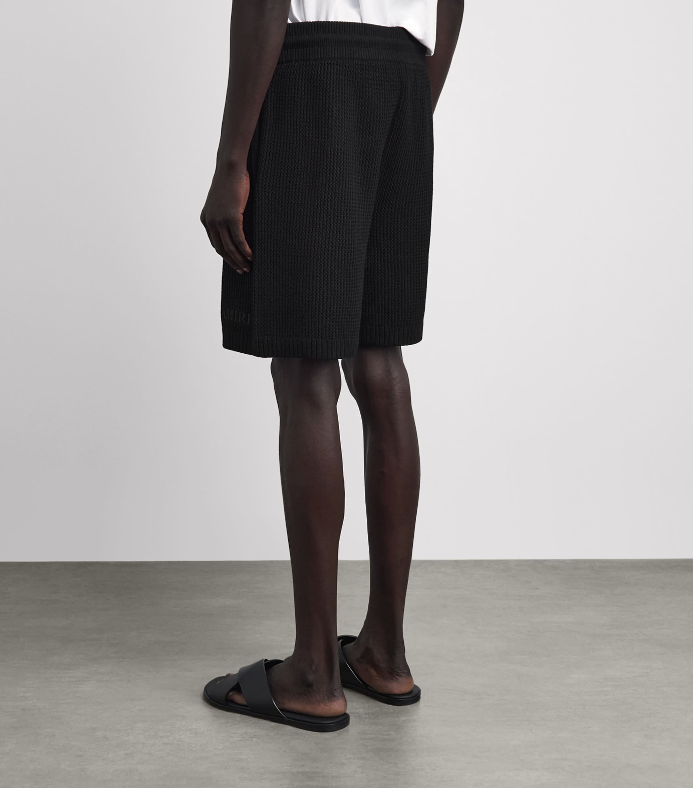 AMIRI Mens Cotton Crochet Mesh Shorts Black Image 5