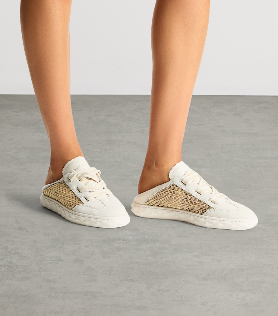 Jimmy Choo Diamond Light Flex Leather-Mesh Sneakers V Gold/latte Image 3