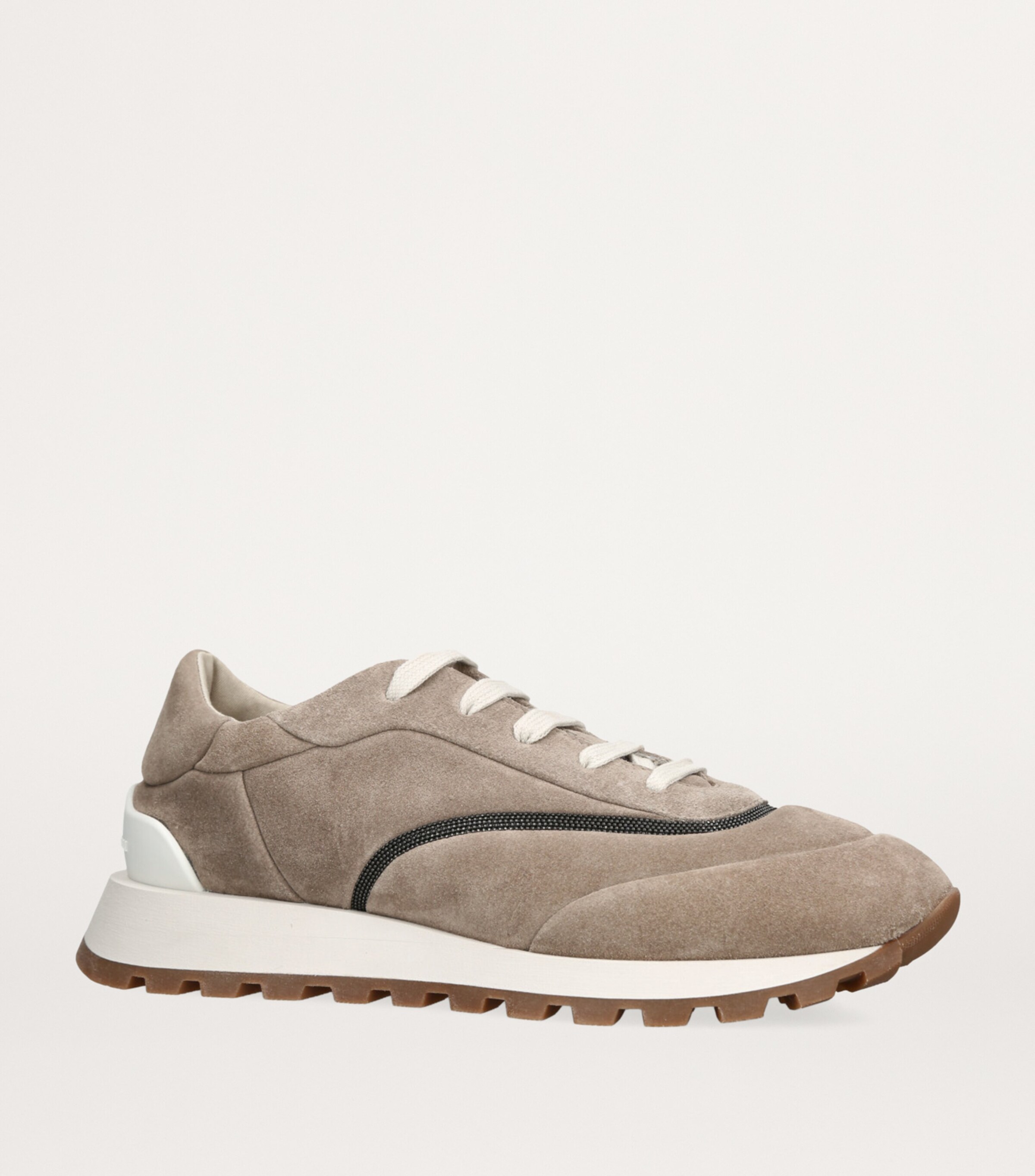 Brunello Cucinelli Suede Running Sneakers Bone Image 3