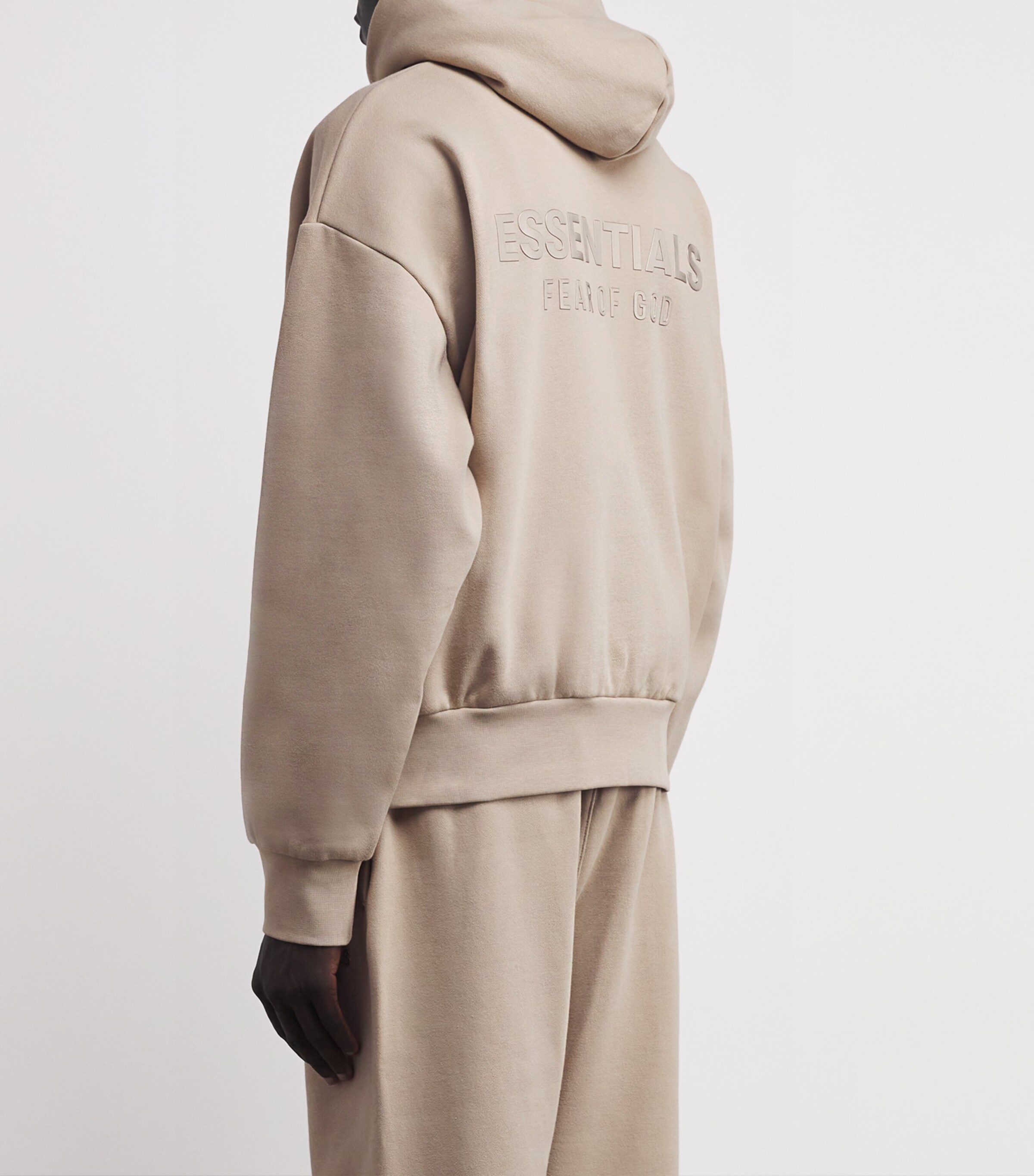 FEAR OF GOD ESSENTIALS Mens Cotton-Blend Logo Hoodie Timber Image 4