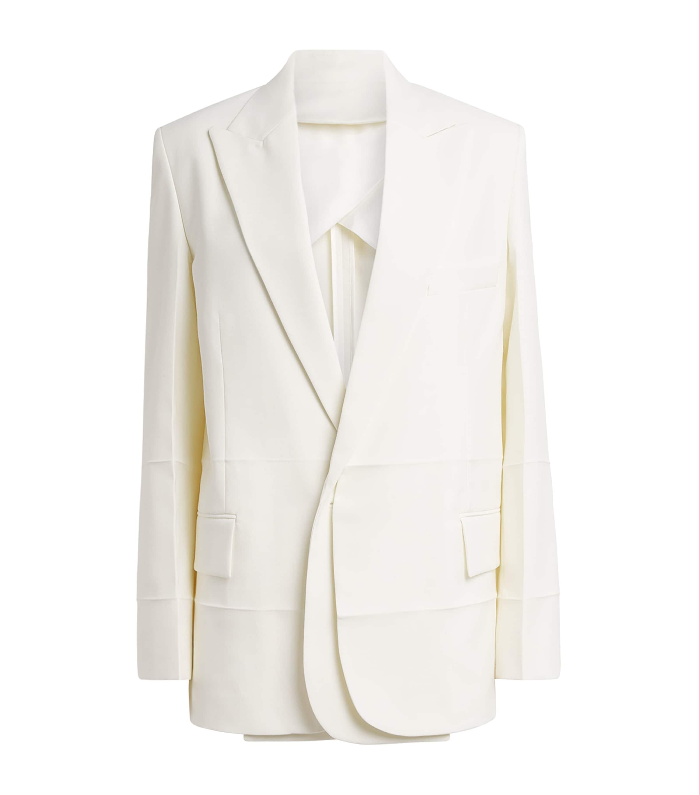 Victoria Beckham Womens Detached Lapel Blazer Off White Image 1