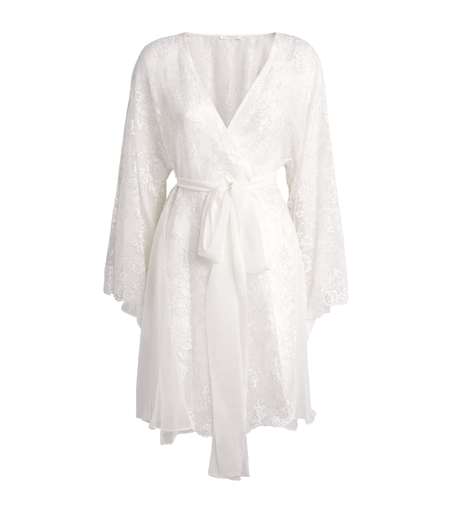Rosamosario Womens Silk Lace Robe White Image 1
