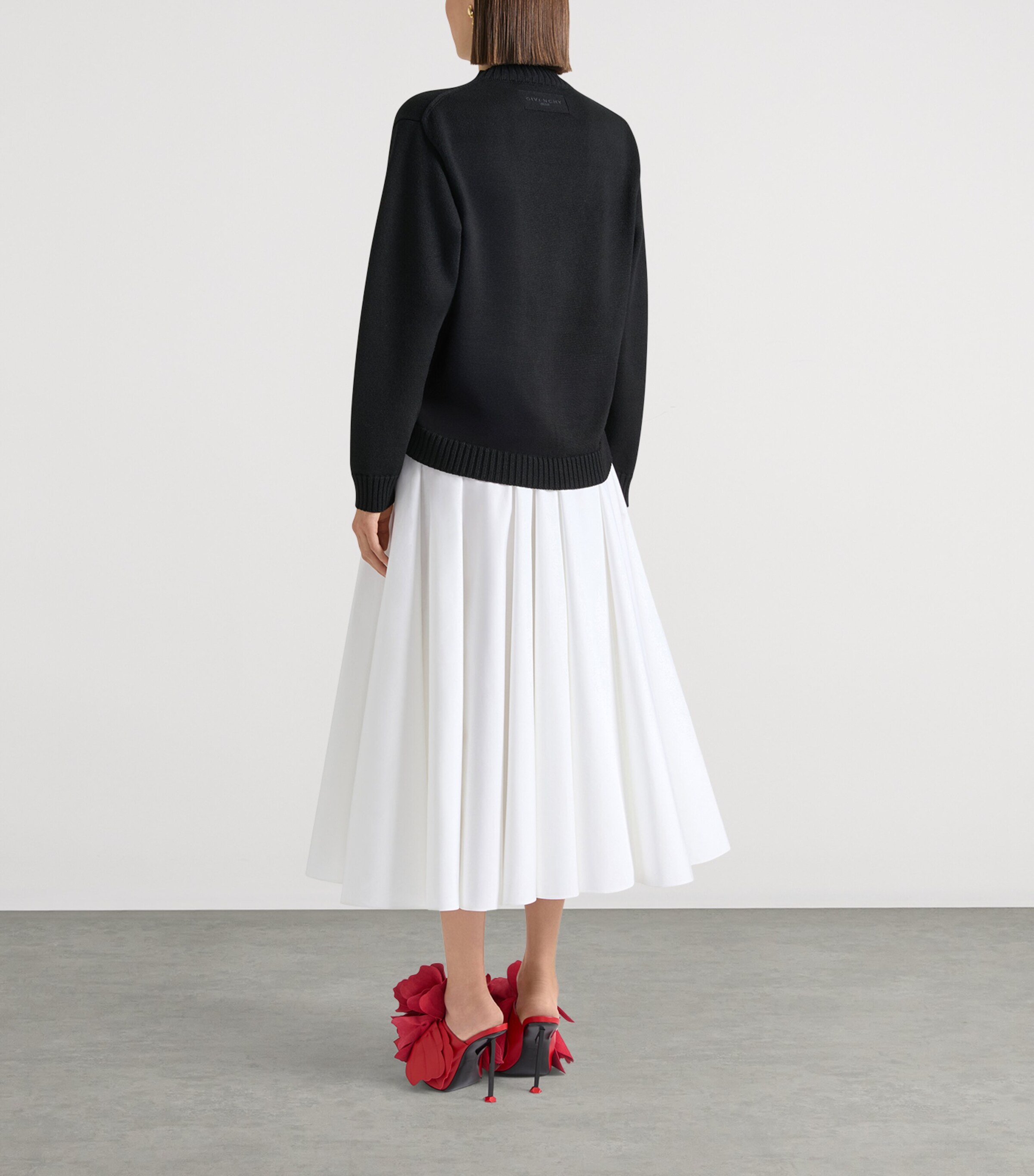 Givenchy Womens Wool-Linen Ruched-Hem Sweater Black Image 3