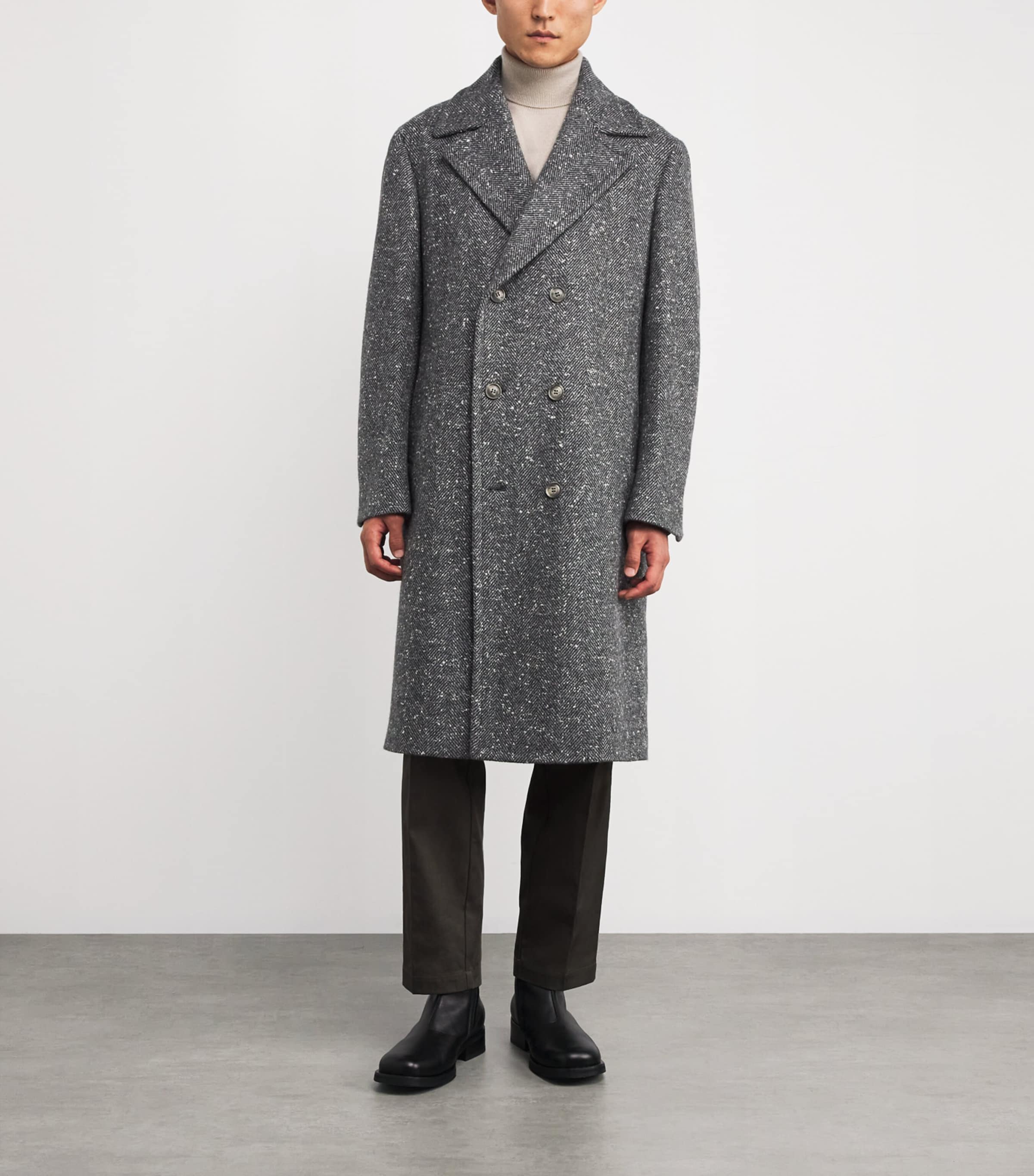 Cashmere Tweed Overcoat GREY Image 3