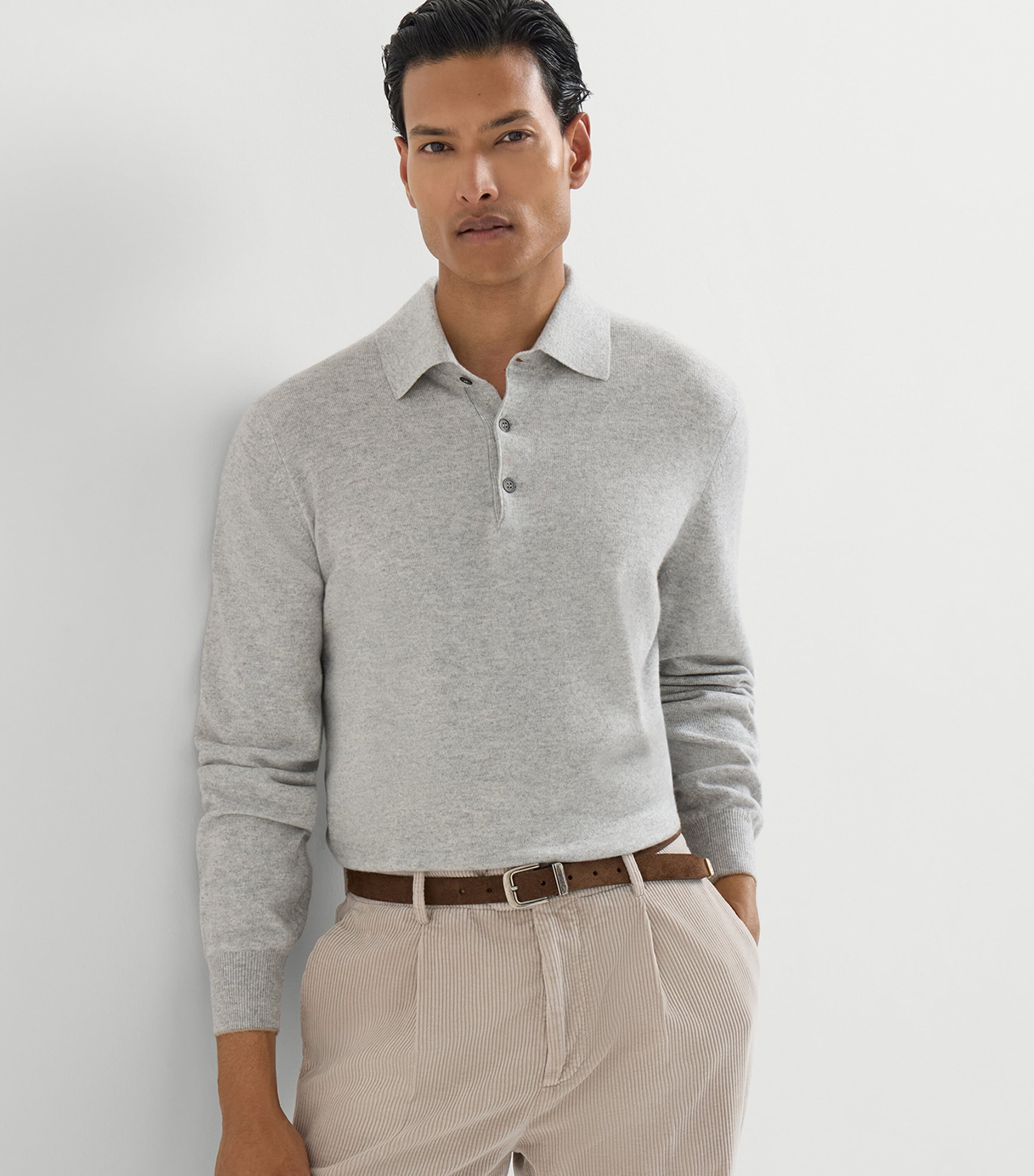 Brunello Cucinelli Mens Cashmere Polo Sweater Image 4