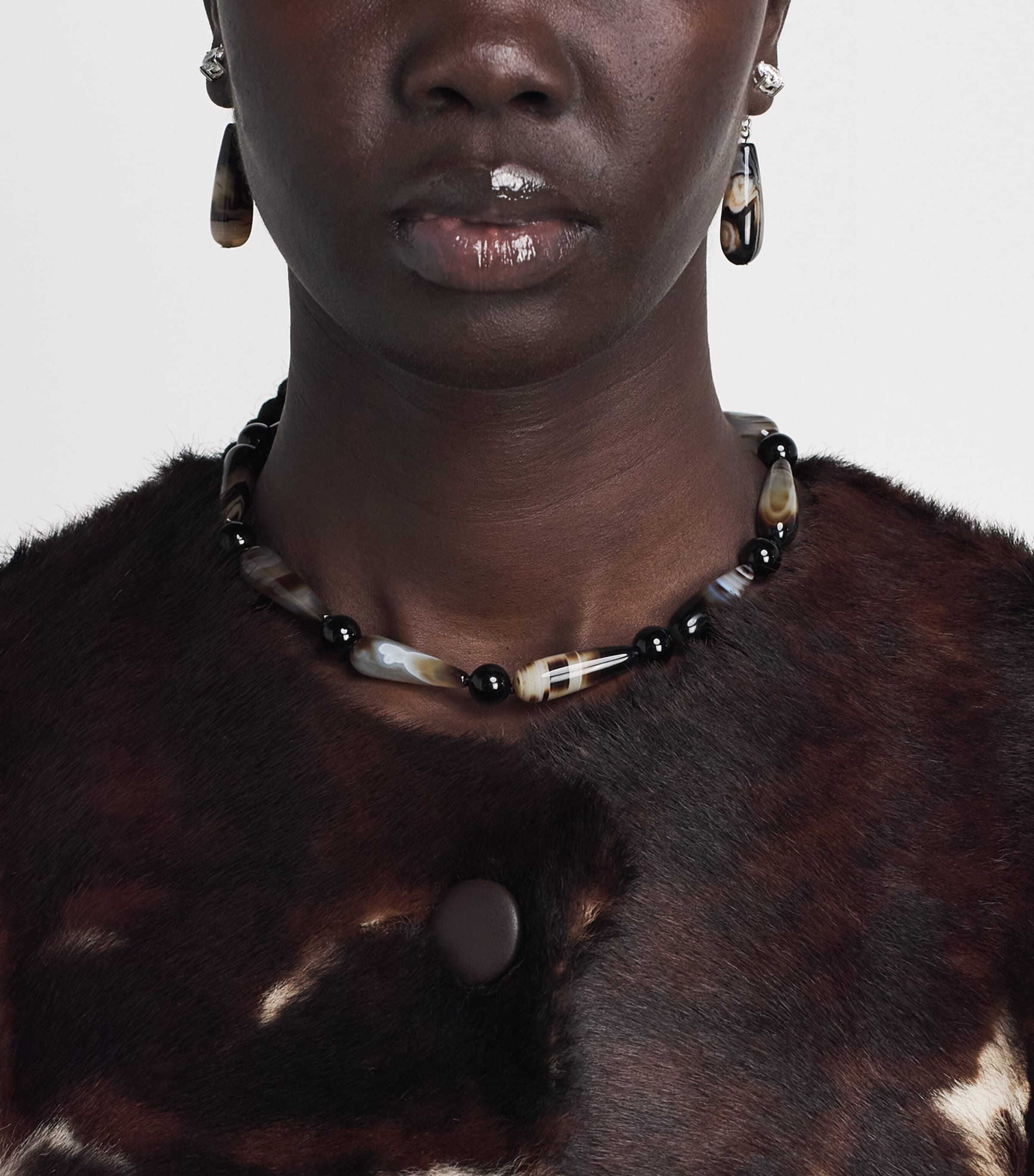Completedworks Silver and Banded Agate Beaded Necklace Silver Plated Image 2