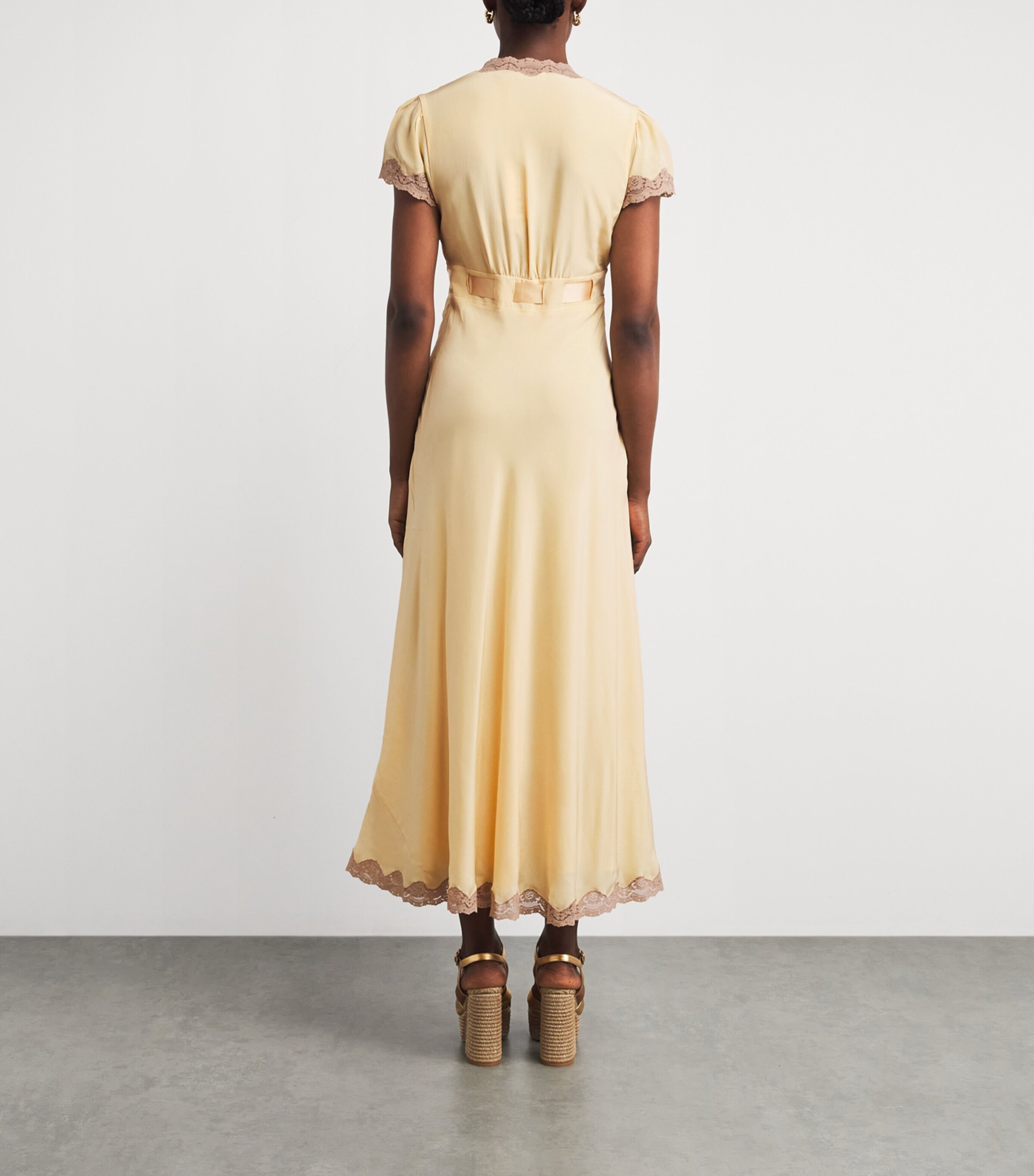 Rixo Womens Silk Marlice Midi Dress Butter Yellow Image 4