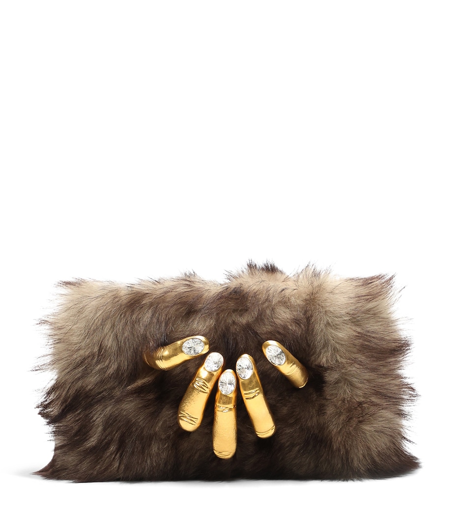 Schiaparelli Lambskin Velvet Hand In Hand Clutch Bag Beige Image 1